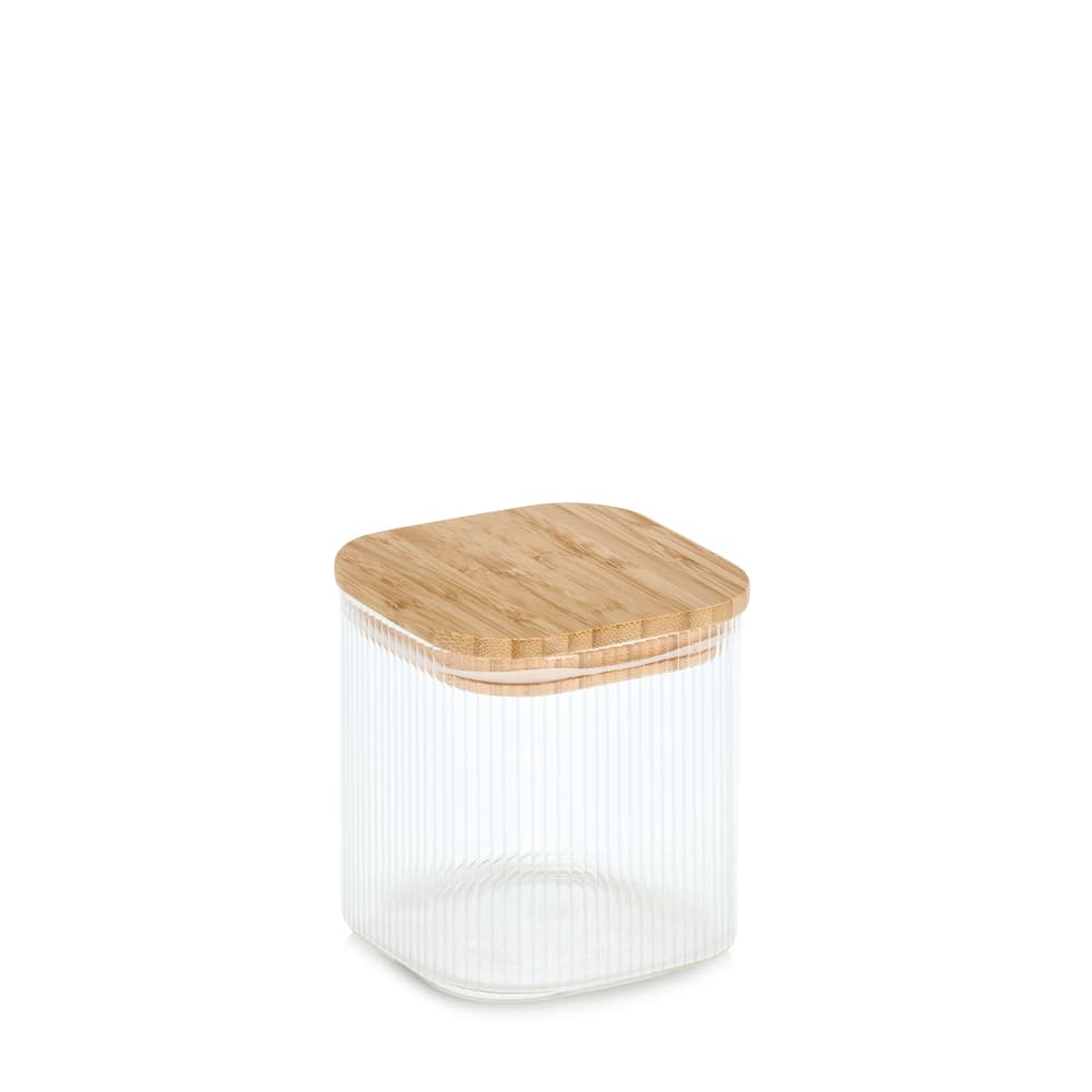 zeller Vorratsglas mit Bambusdeckel eckig 0,7l