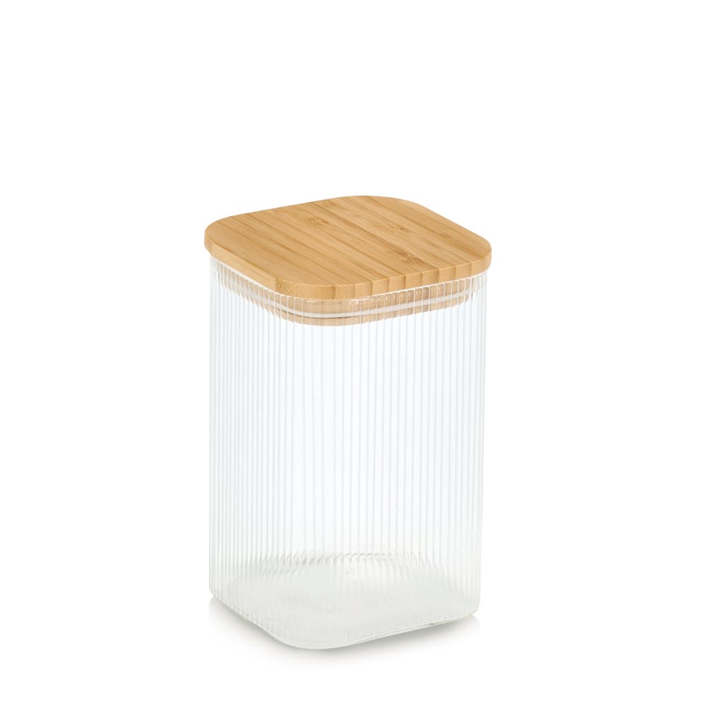zeller Vorratsglas mit Bambusdeckel eckig 1,1l
