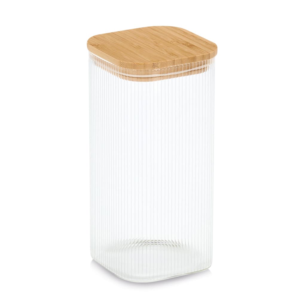 zeller Vorratsglas mit Bambusdeckel eckig 1,5l