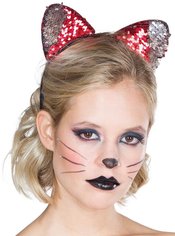 Mottoland - 43276 - Katzen Haarreif Wendepailletten rot/silber