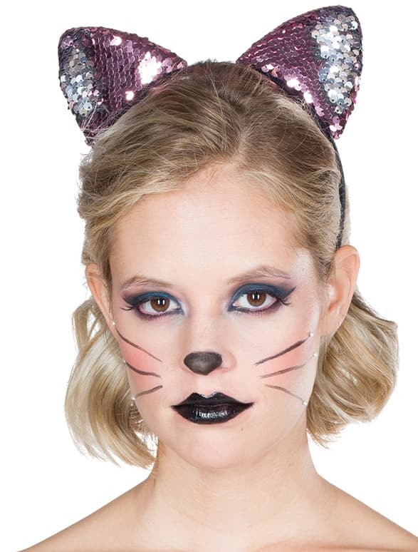 Mottoland - 43277 - Katzen Haarreif Wendepailletten rosa/silber