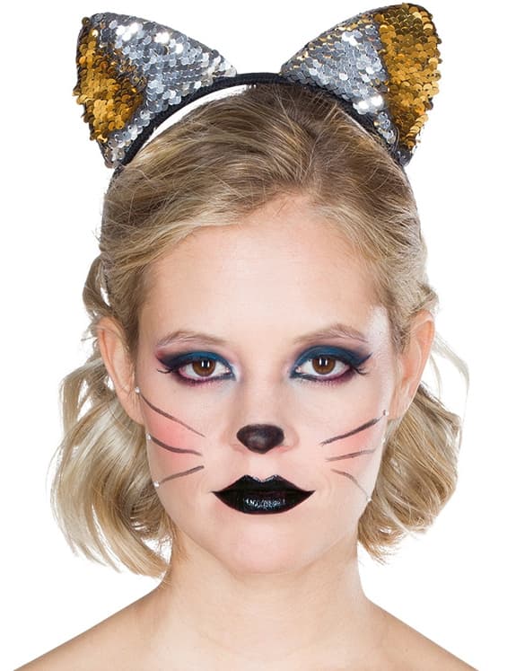 Mottoland - 3278 - Katzen Haarreif Wendepailletten gold/silber