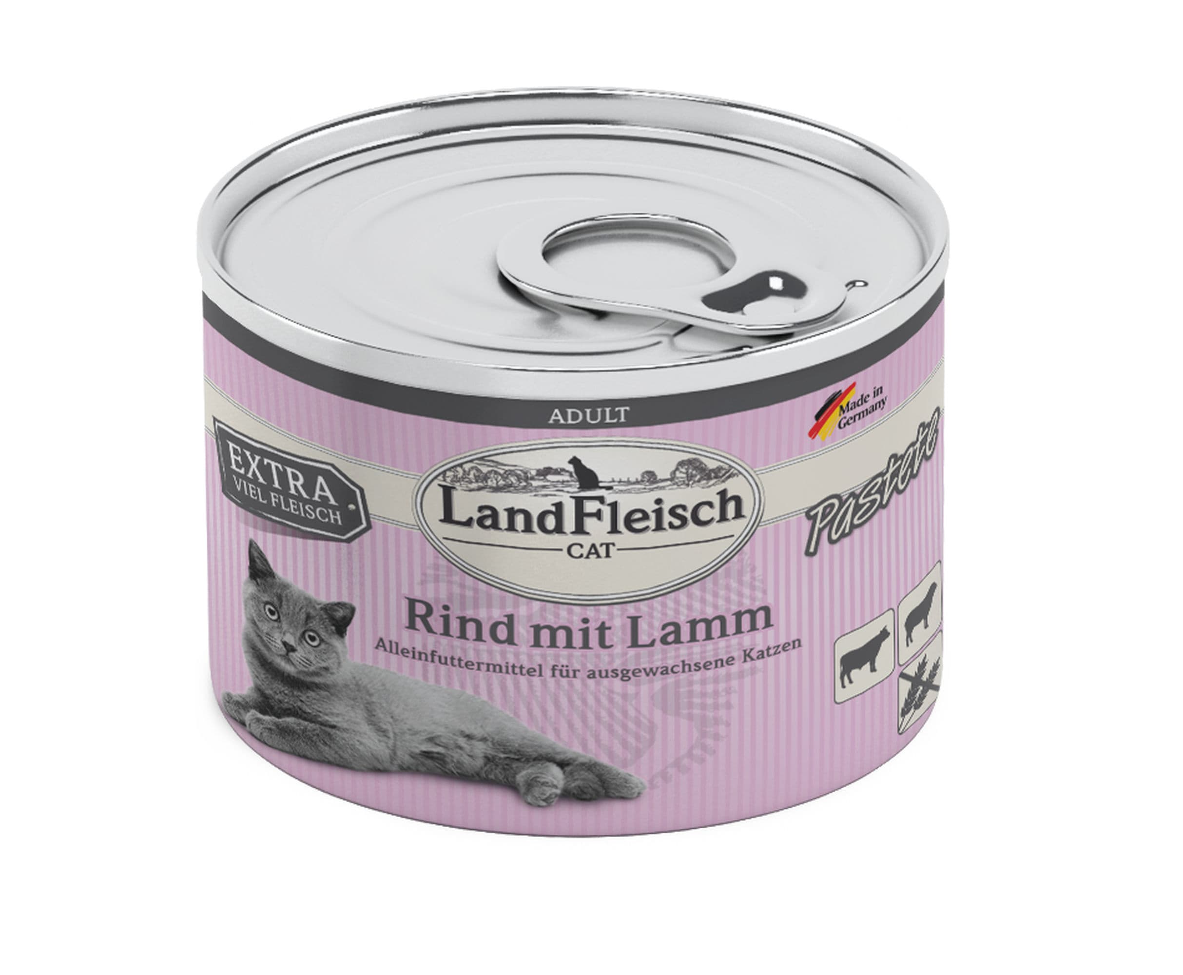 LandFleisch Katzennassfutter Adult Pastete Rind mit Lamm