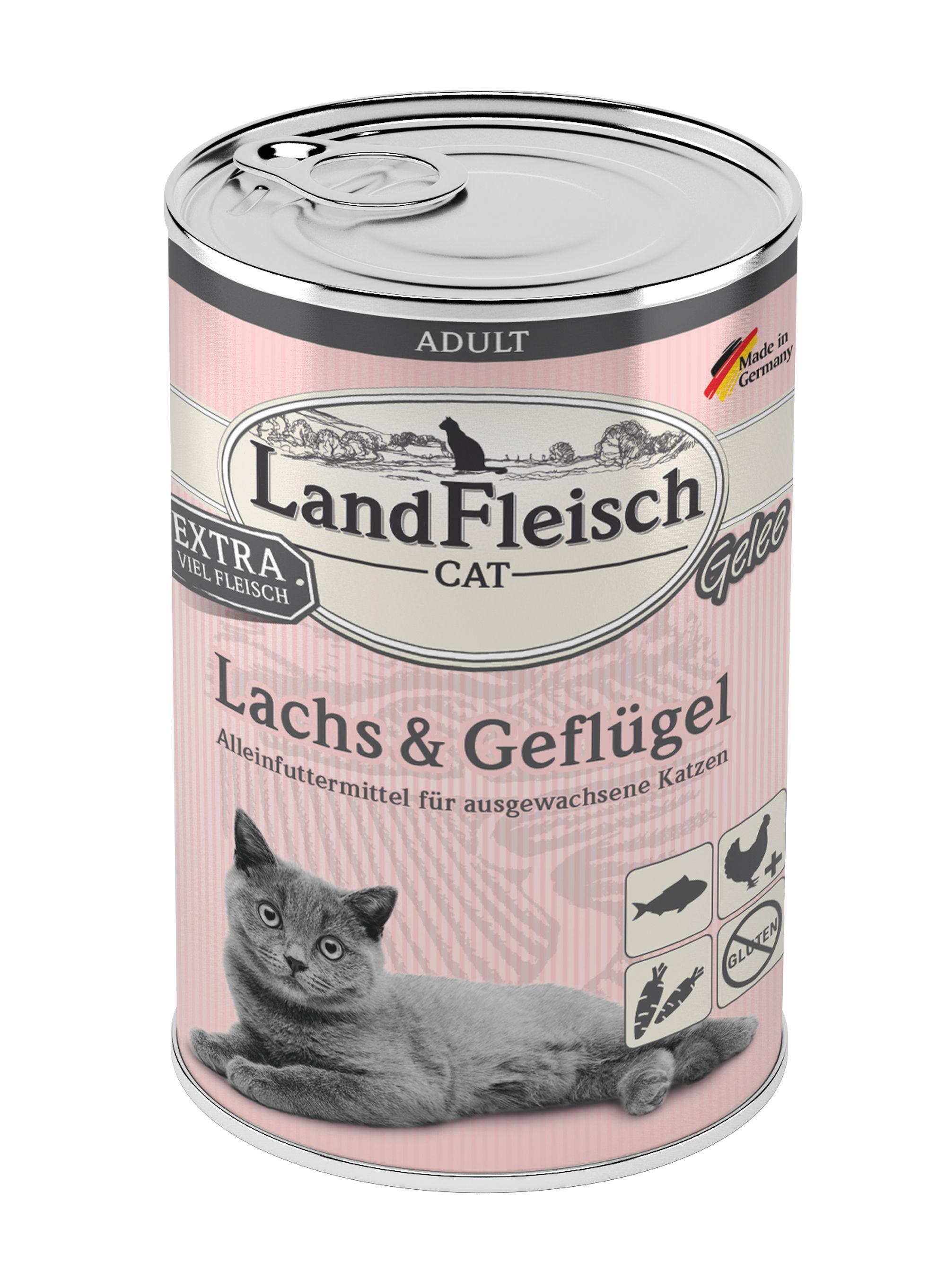 LandFleisch Katzennassfutter Adult Gelee Lachs&Geflügel 400g