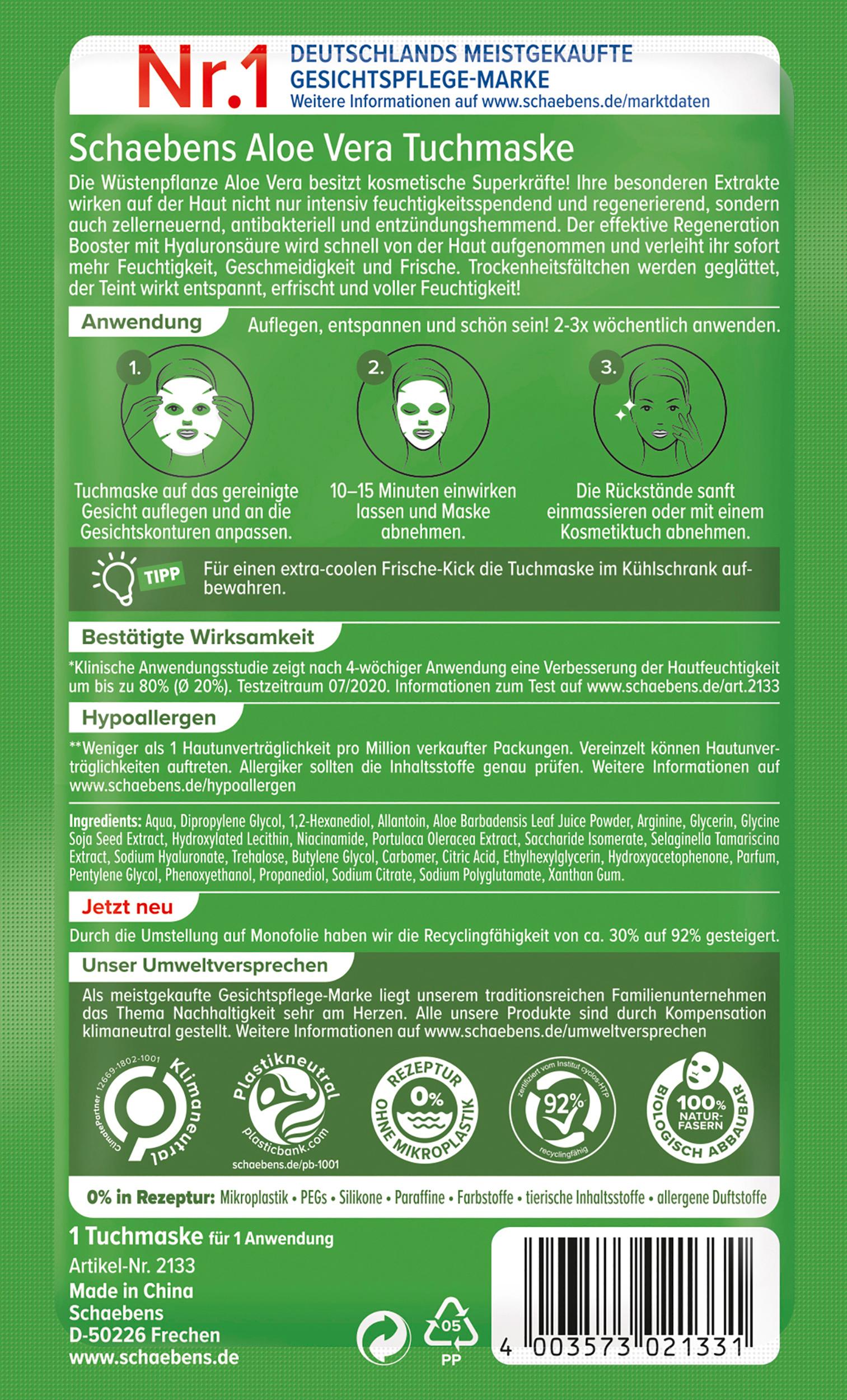 Produktbild Schaebens Aloe Vera Tuchmaske 2 von 2