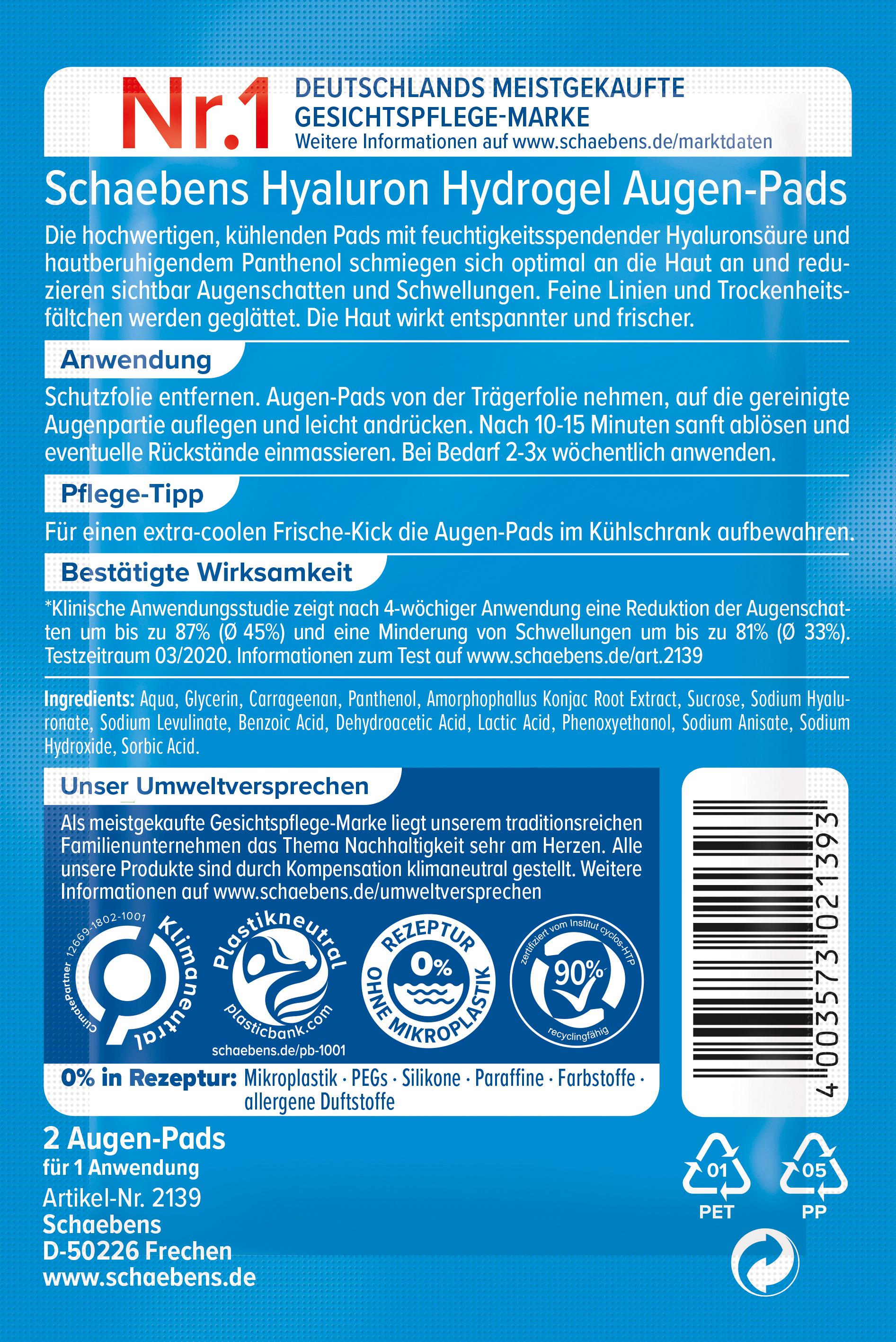 Produktbild Schaebens Augenpads Hyaluron Hydrogel 2 von 2