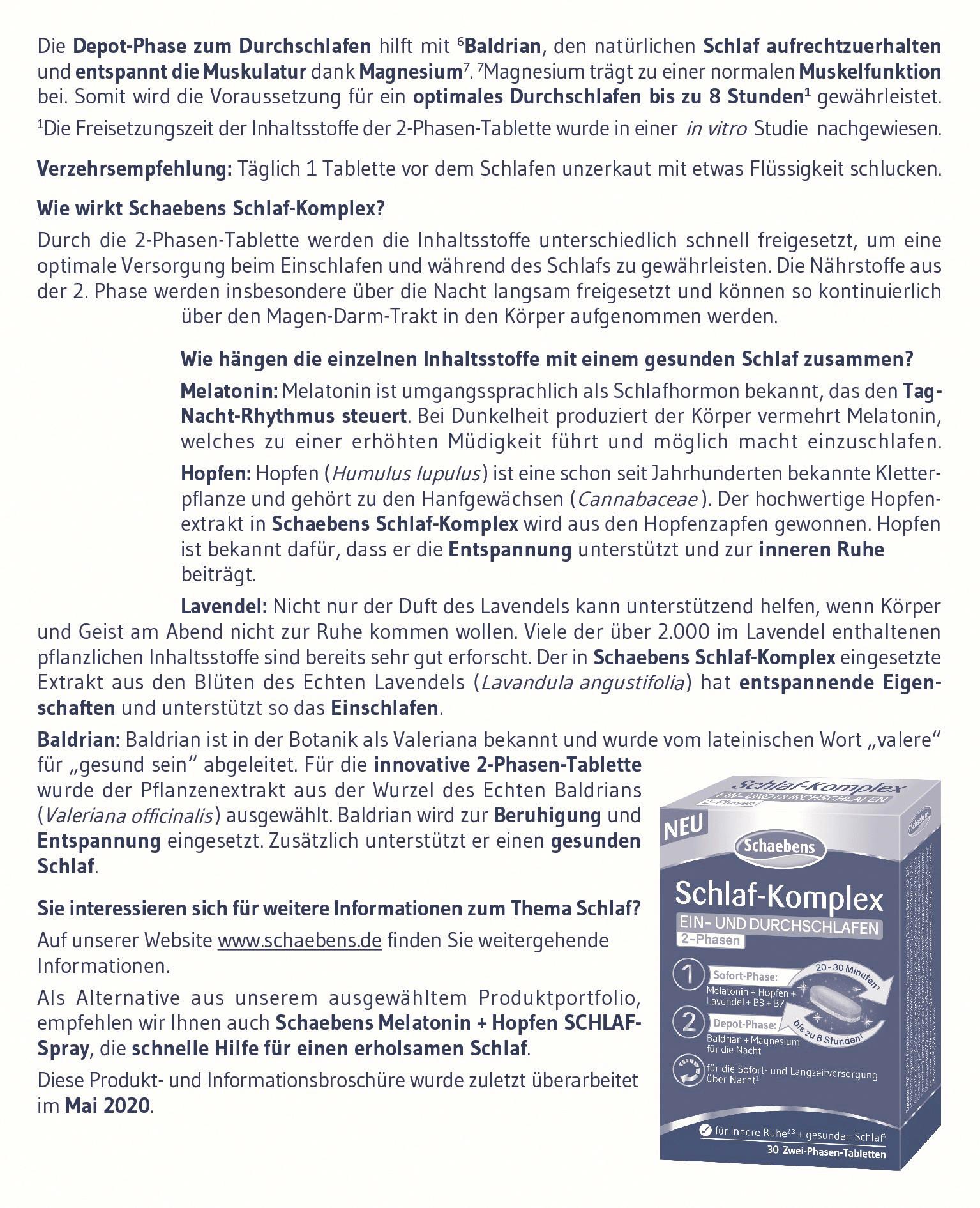 Produktbild Schaebens Schlaf-Komplex 2 Phasen 1,5 mg Melatonin 5 von 6