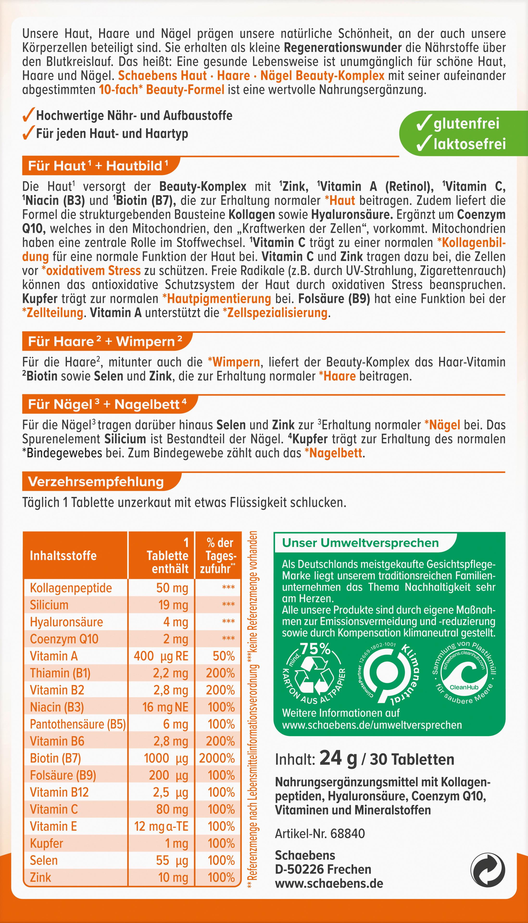 Produktbild Schaebens Haut Haare Nägel Beauty-Komplex 2 von 3