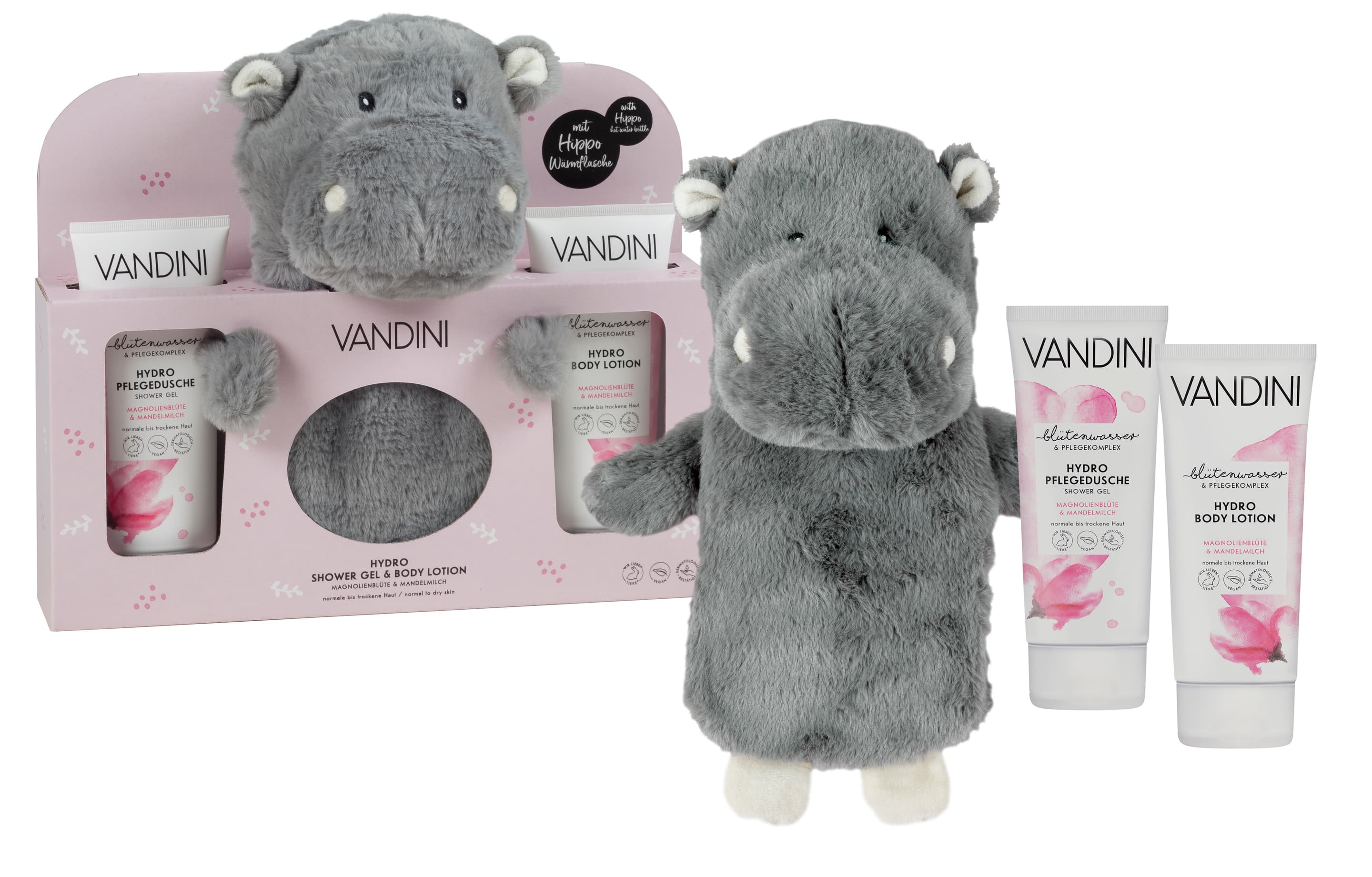 Produktbild VANDINI Hydro Motiv-Wärmflasche Hippo Geschenkpackung 2 von 3