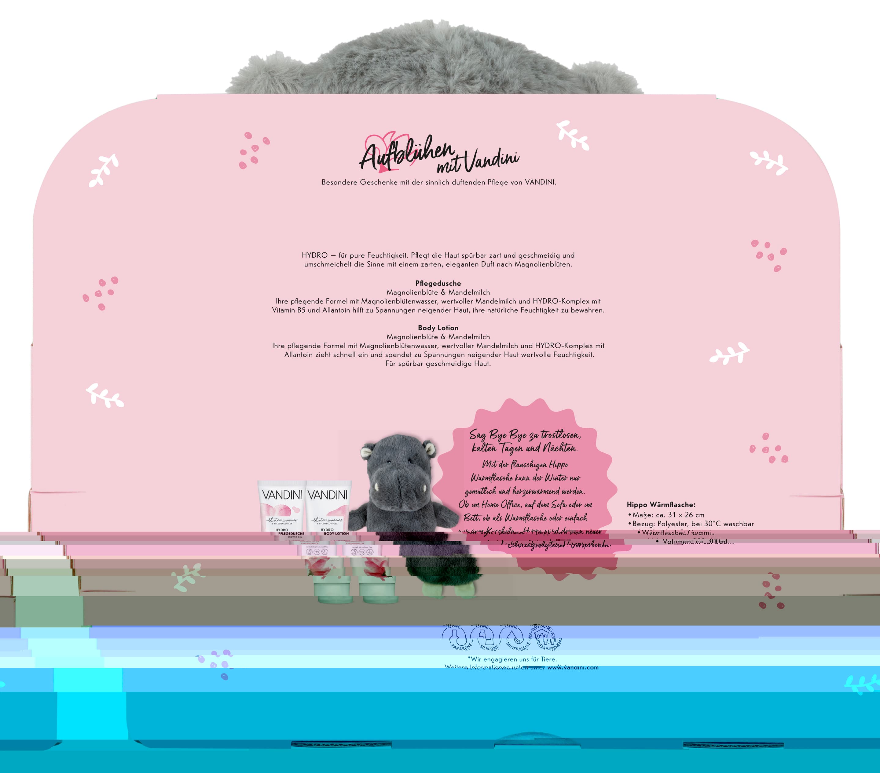 Produktbild VANDINI Hydro Motiv-Wärmflasche Hippo Geschenkpackung 3 von 3