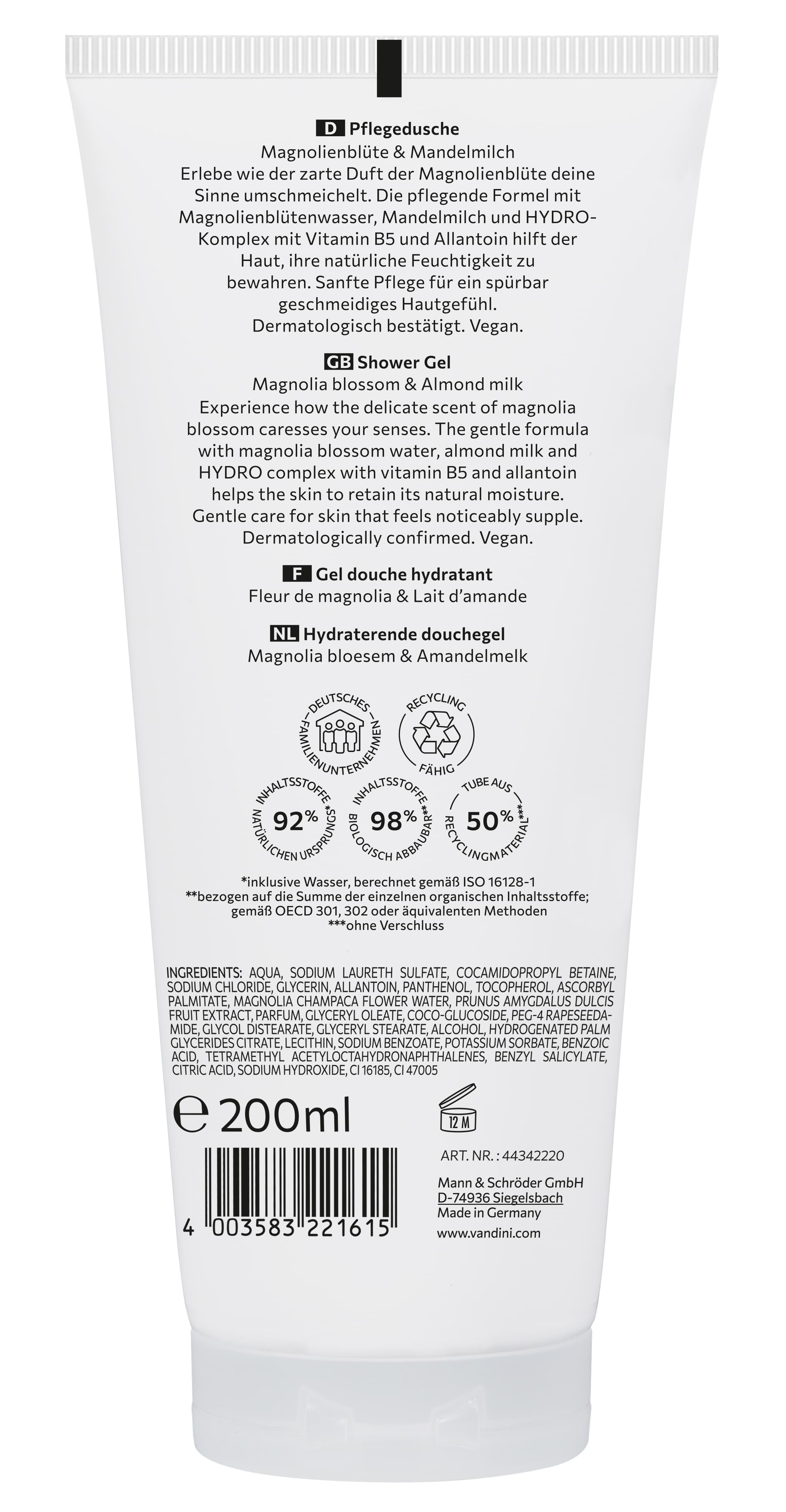 Produktbild VANDINI Hydro Magnolienblüte & Mandelmilch Pflegedusche 2 von 2