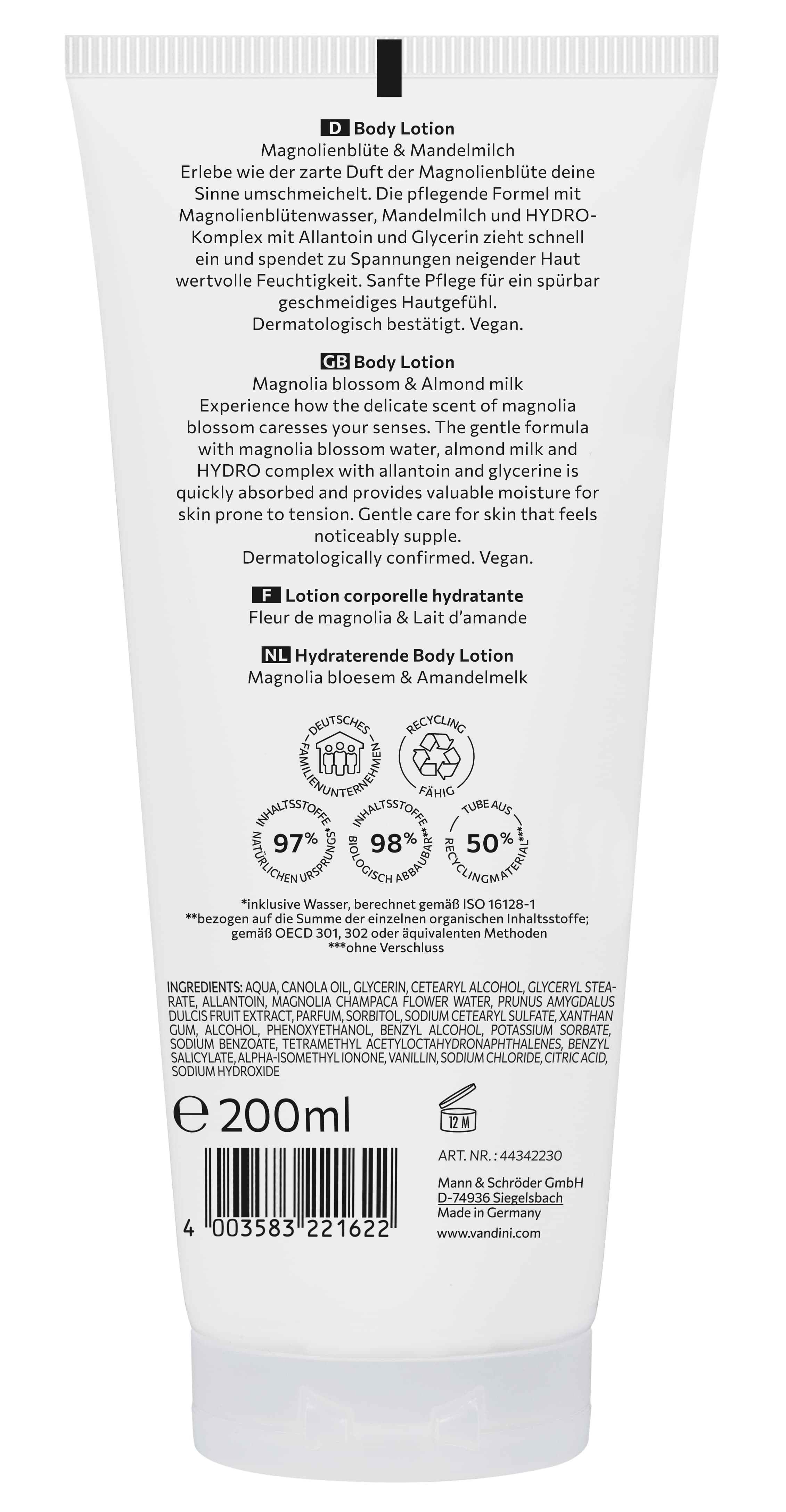 Produktbild VANDINI Hydro Magnolienblüte & Mandelmilch Body Lotion 2 von 2