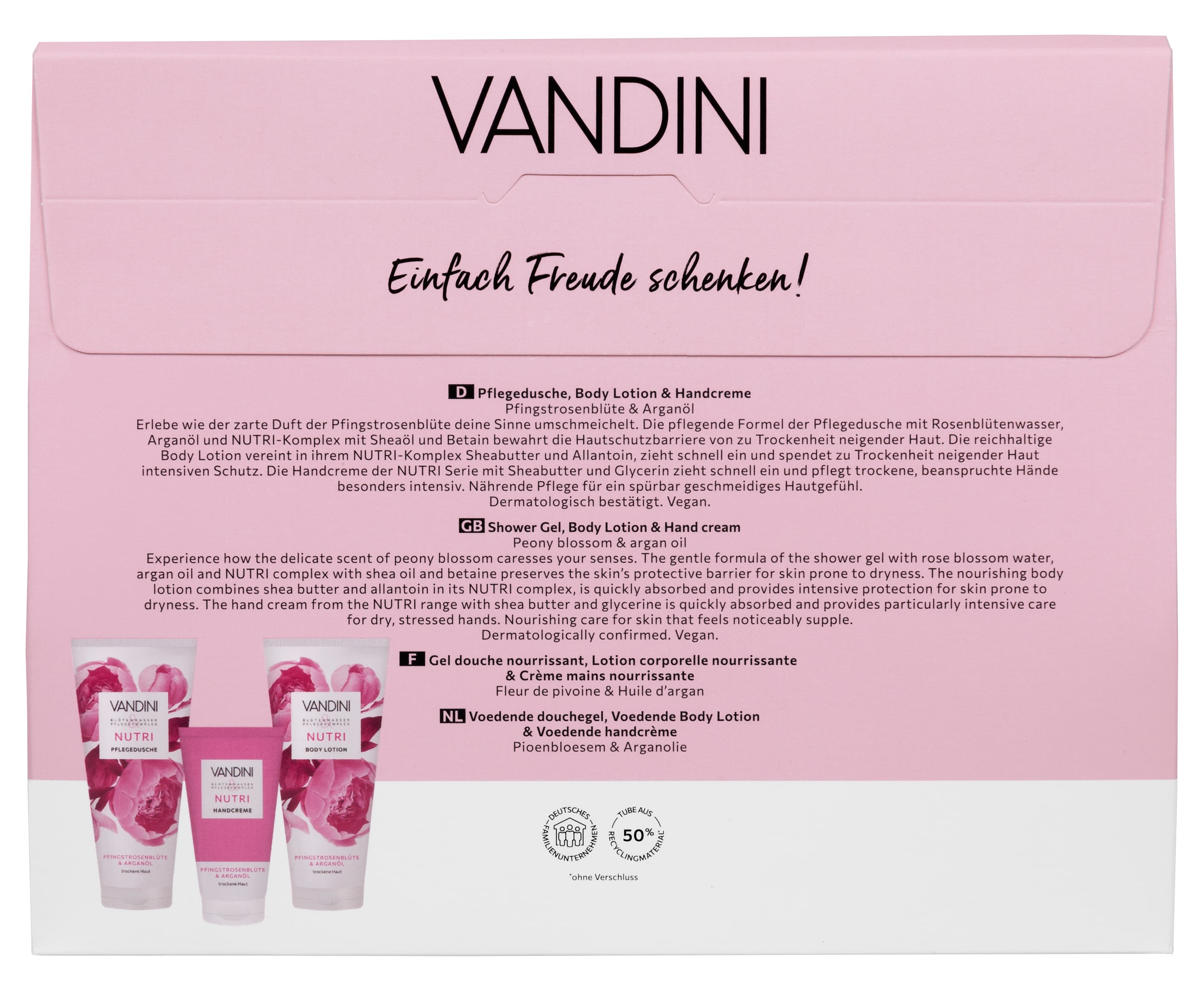 Produktbild VANDINI Nutri Pfingstrosenblüte & Arganöl Geschenkpackung 2 von 2