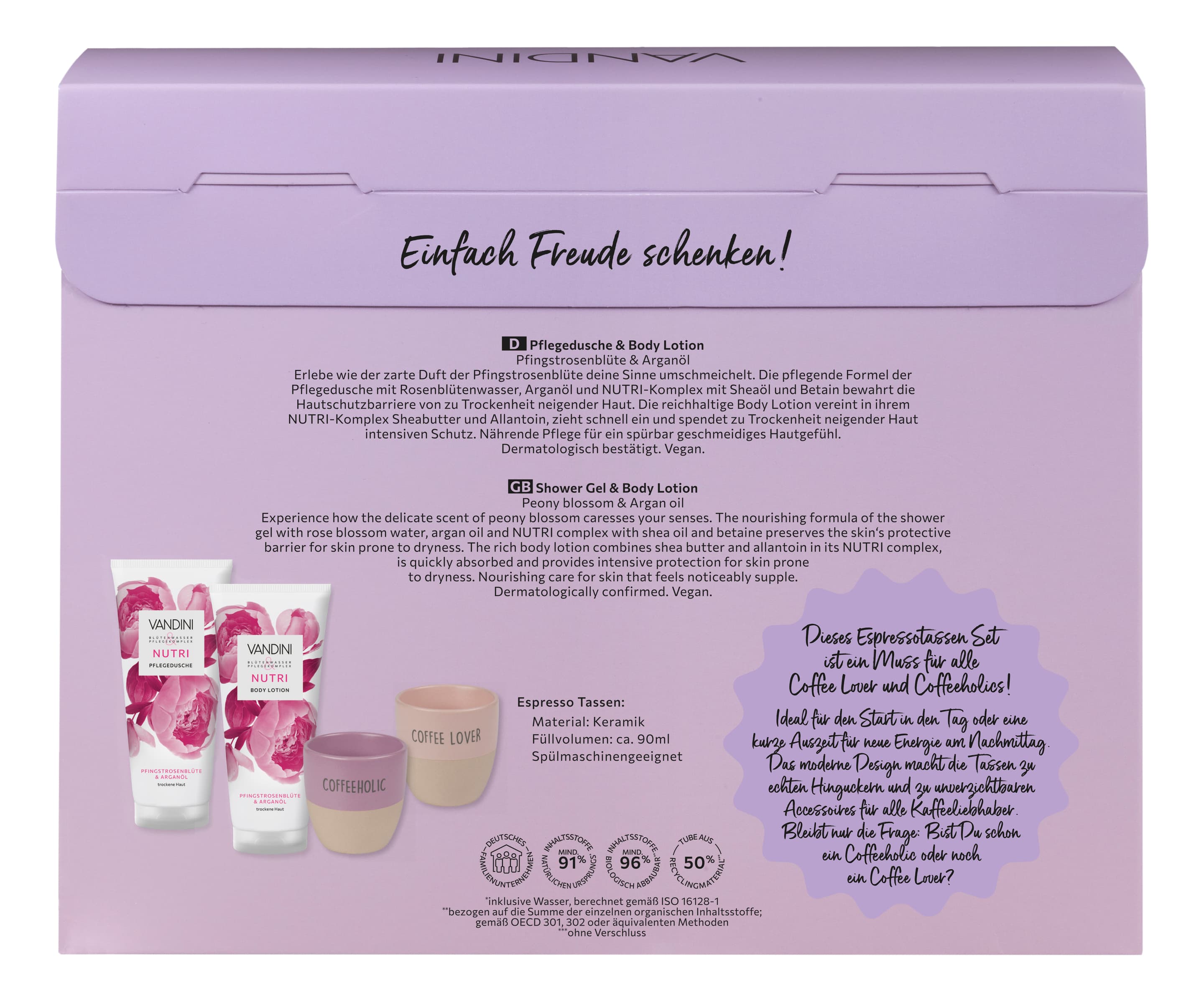 Produktbild VANDINI Espressotassen Nutri 2er Set Geschenkpackung 3 von 3