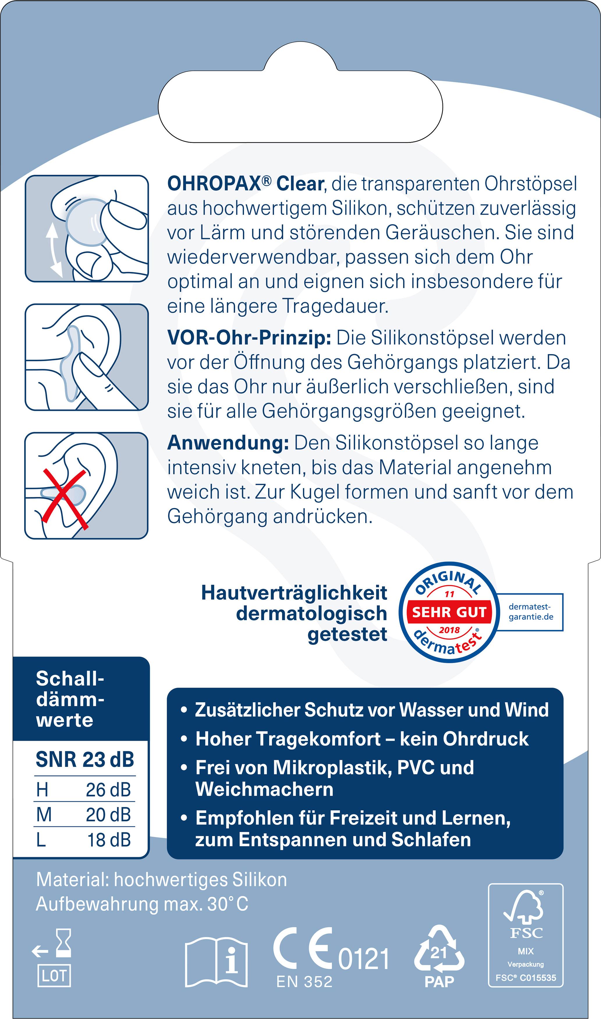 Produktbild Ohropax Silicon Clear Ohrstöpsel 2 von 6