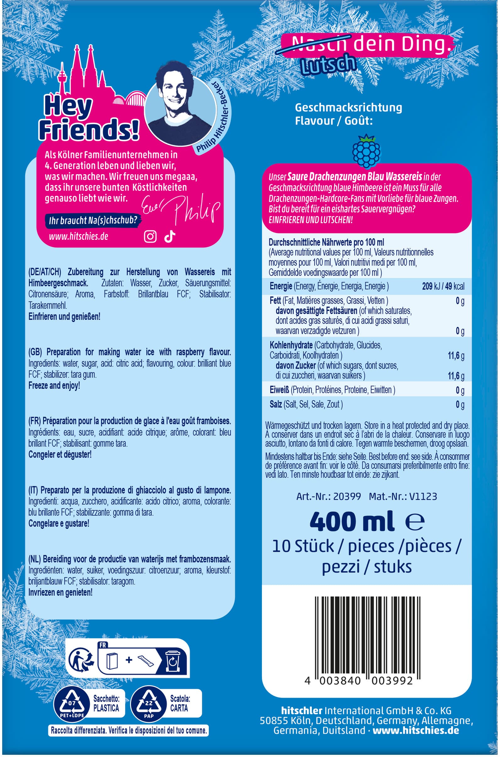 Produktbild hitschies Saure Drachenzungen Wassereis Blau 2 von 2