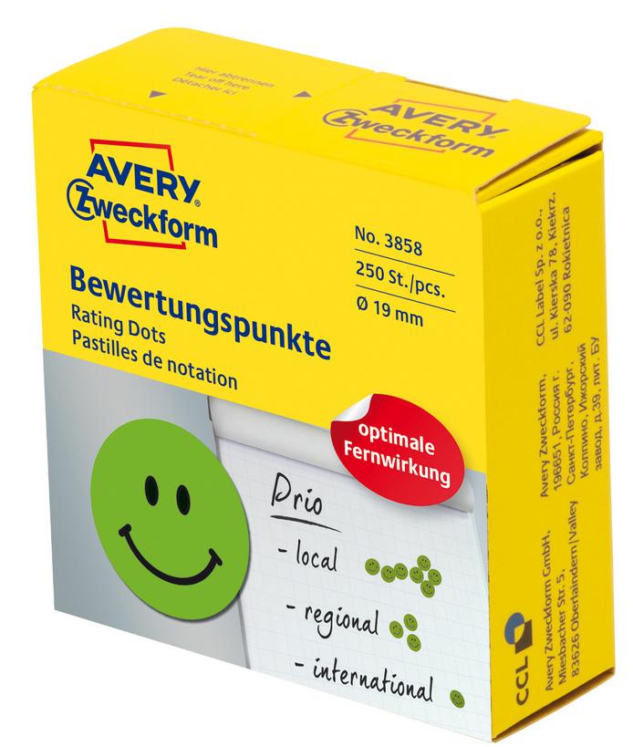 AVERY Zweckform Bewertungspunkte auf Rolle Smiley ø19 mm