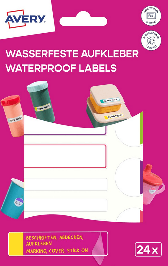 AVERY Wasserfeste Aufkleber ⌀ 25 mm permanent haftend neon
