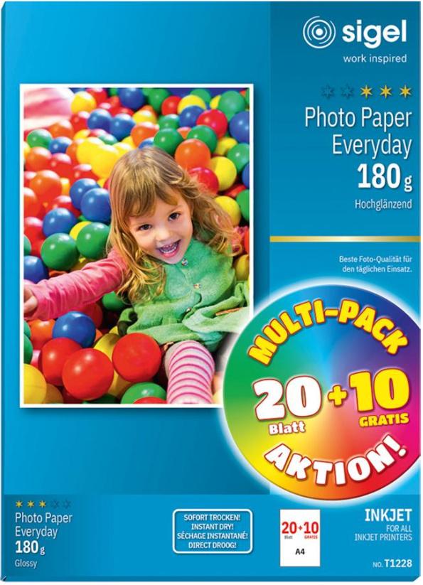 sigel Inkjet Fotopapier 180g 20+10 Blatt A4