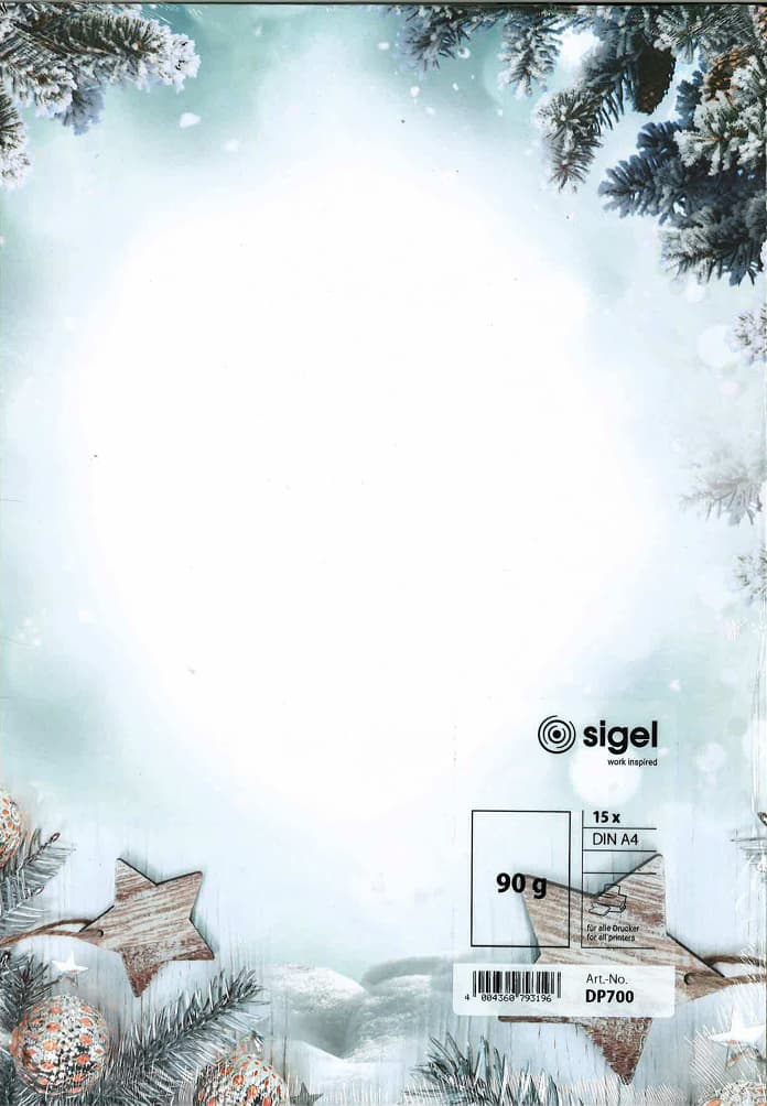 sigel Inkjet- Weihnachtsbriefpapier A4 Snow Star DP700