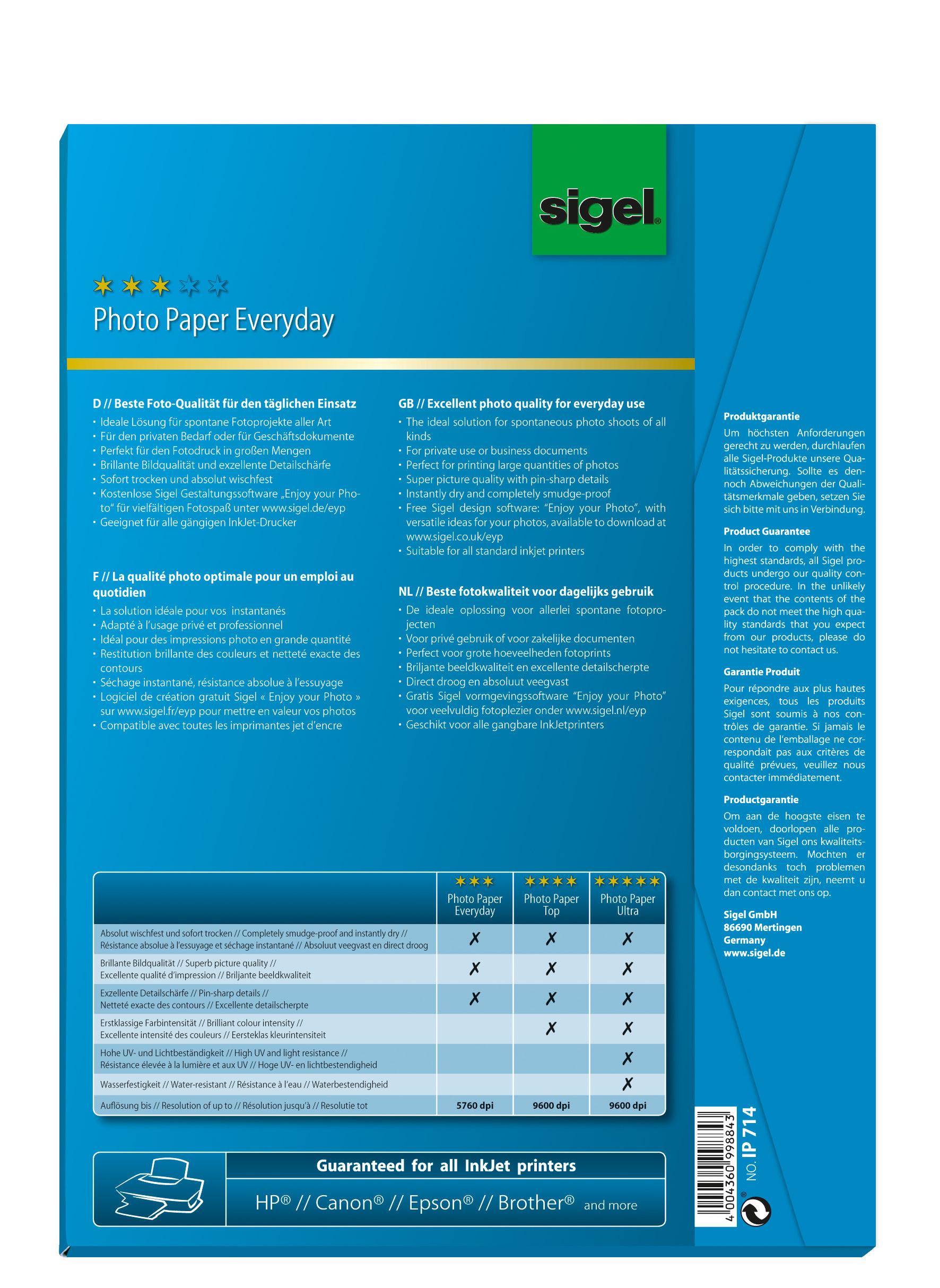 Produktbild sigel Inkjet Fotopapier Everyday 2 von 4