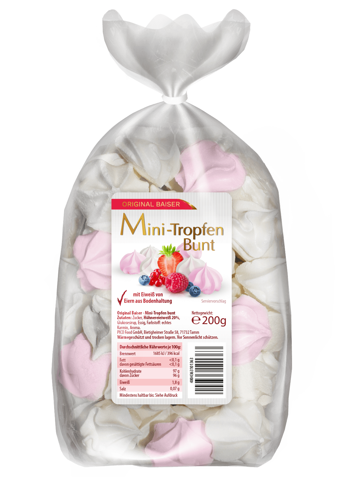 Original Baiser Mini Tropfen Bunt