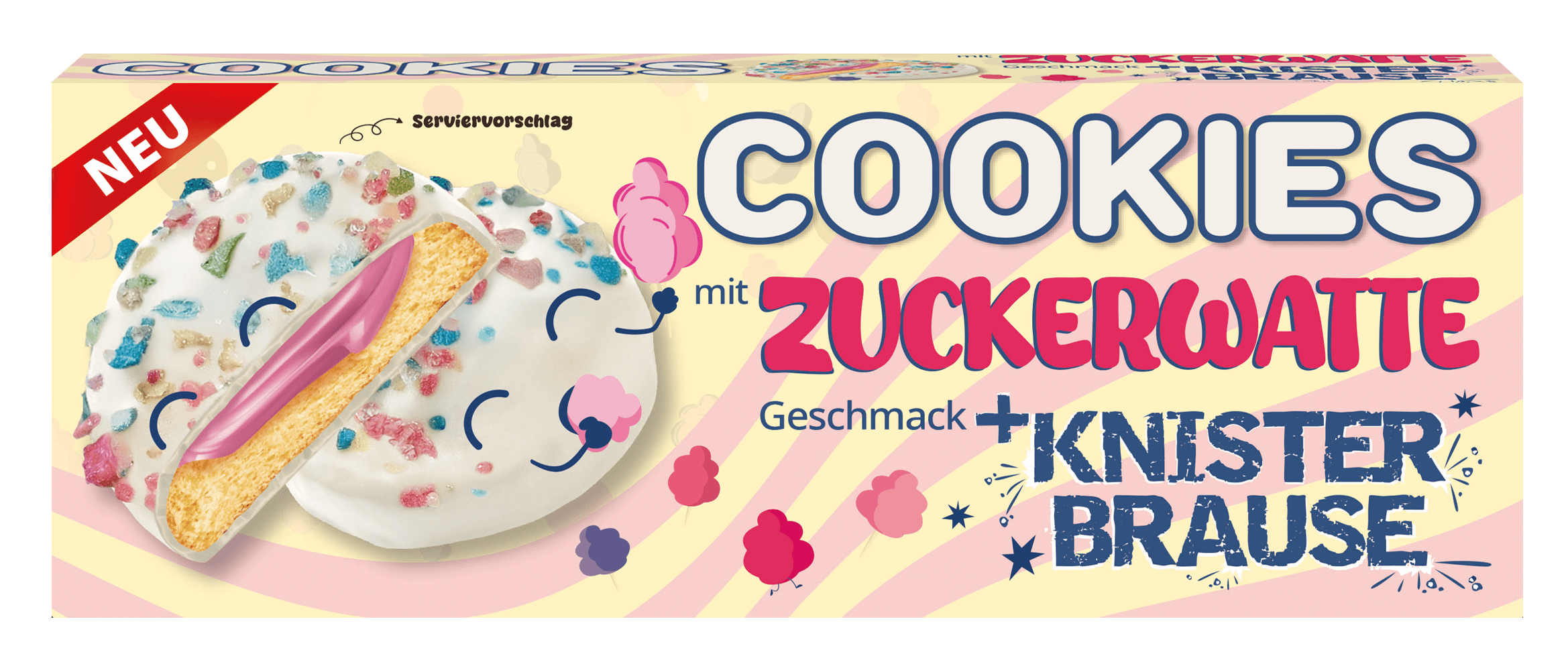 COOKIES Zuckerwatte Geschmack mit Knisterbrause