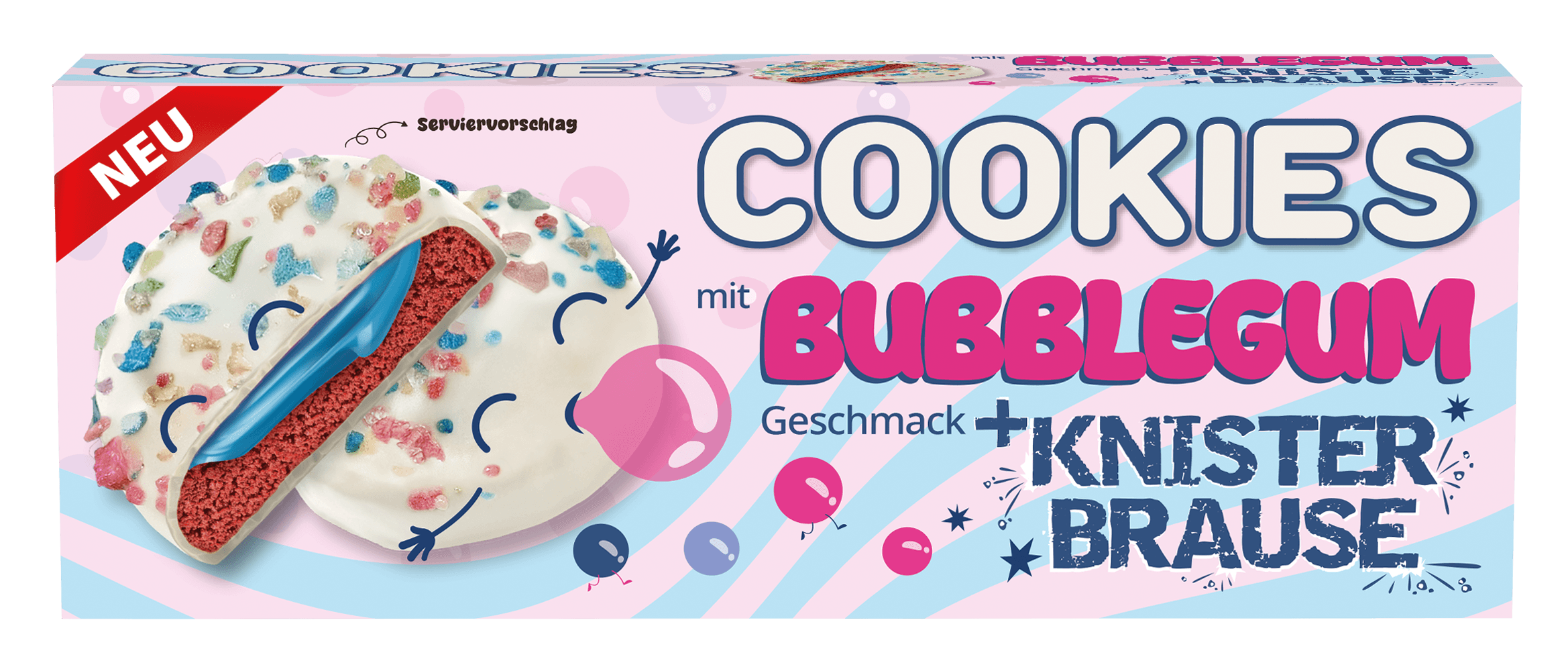 COOKIES Bubblegum Geschmack mit Knisterbrause