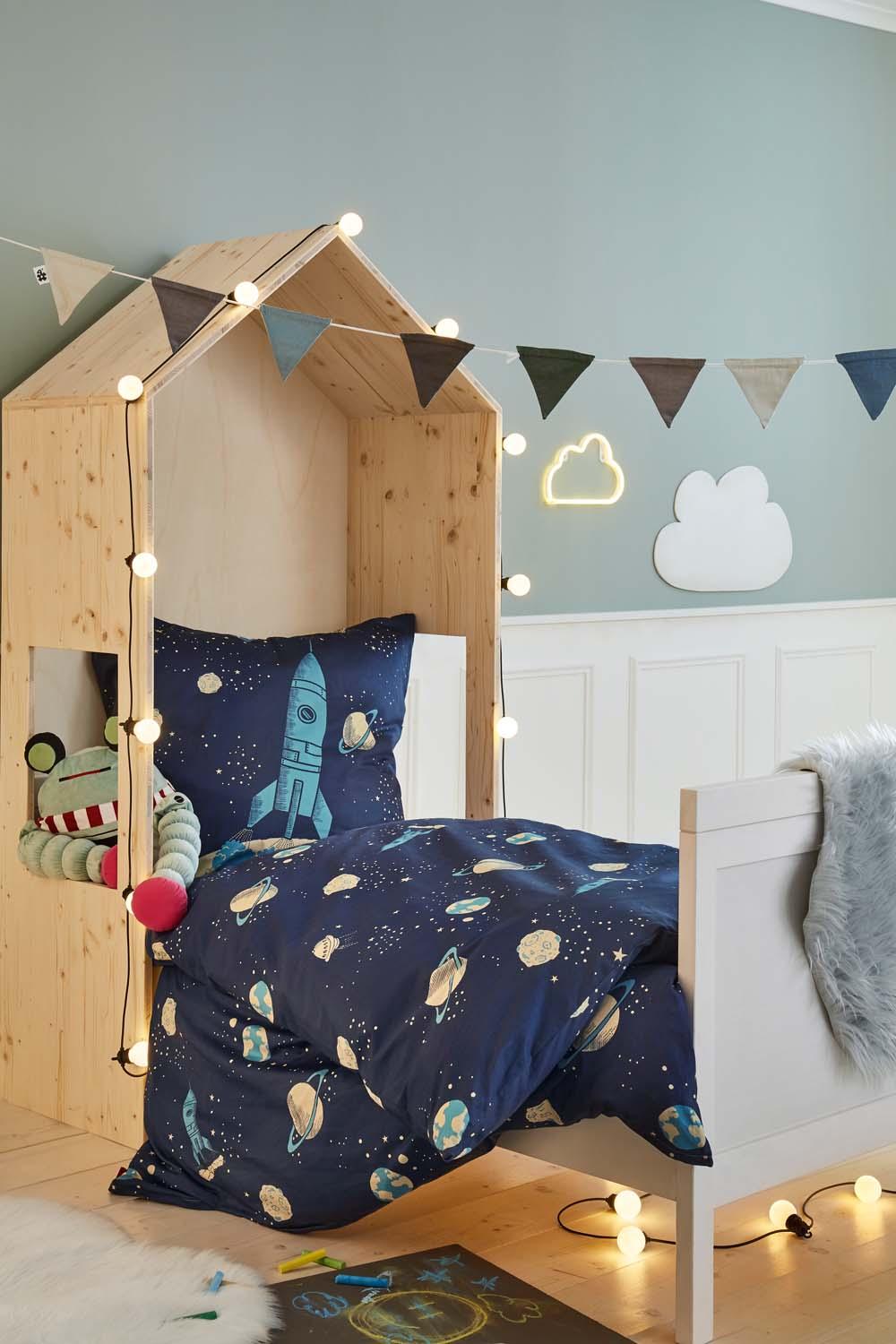 Produktbild s.Oliver Satin Kinderbettwäsche Astronaut 70x90cm, 140x200cm 3 von 4