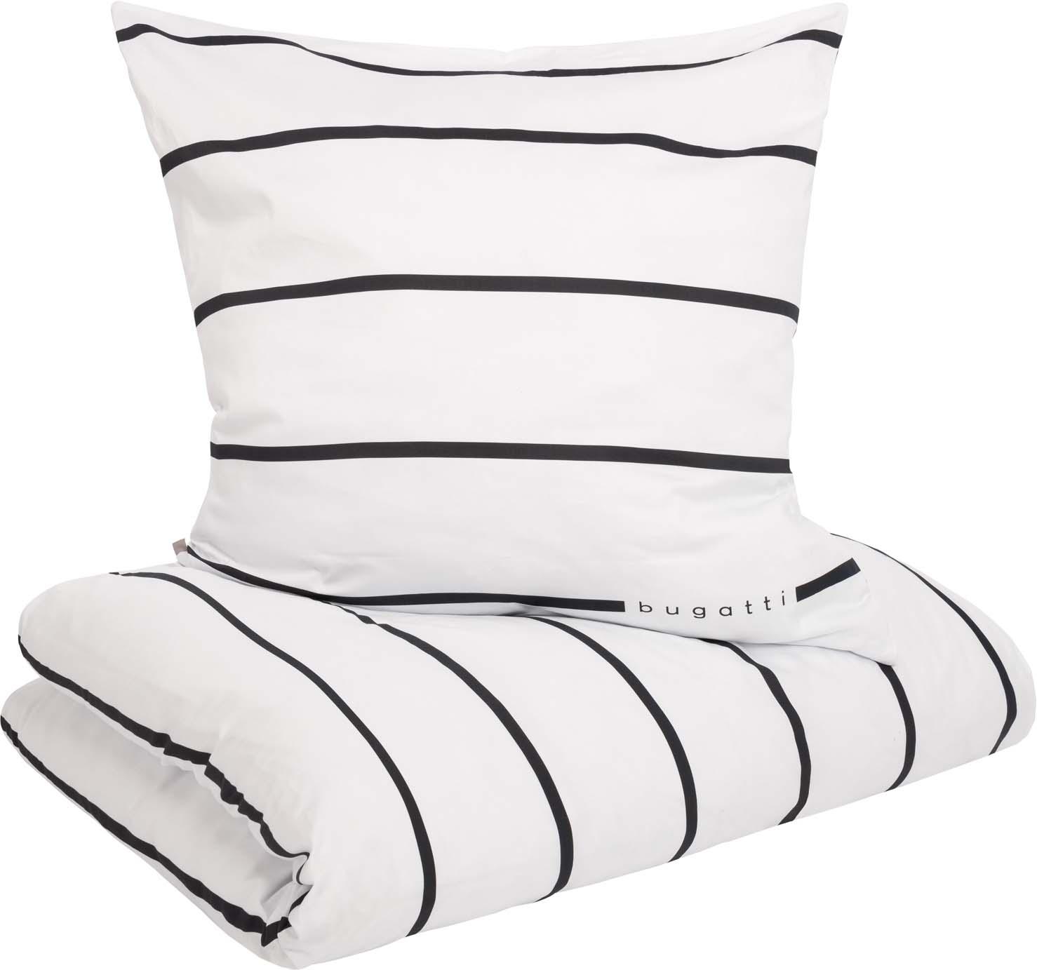 Produktbild bugatti Satin Bettwäsche Streifen weiß/schwarz 80x80cm, 135x200cm 5 von 5