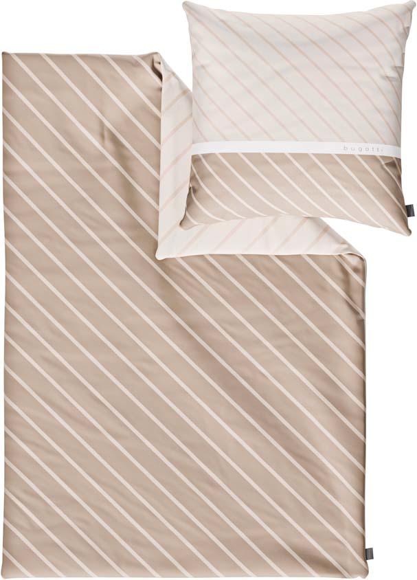 bugatti Satin Bettwäsche Streifen beige 70x90cm, 140x200cm