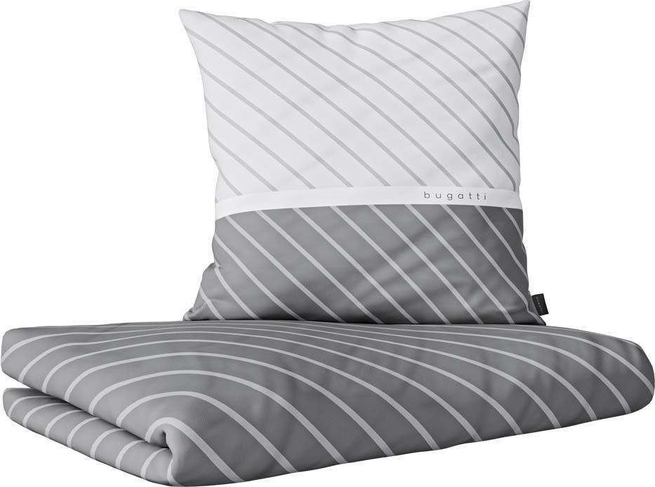 Produktbild bugatti Satin Bettwäsche Streifen grau 70x90cm, 140x200cm 5 von 5