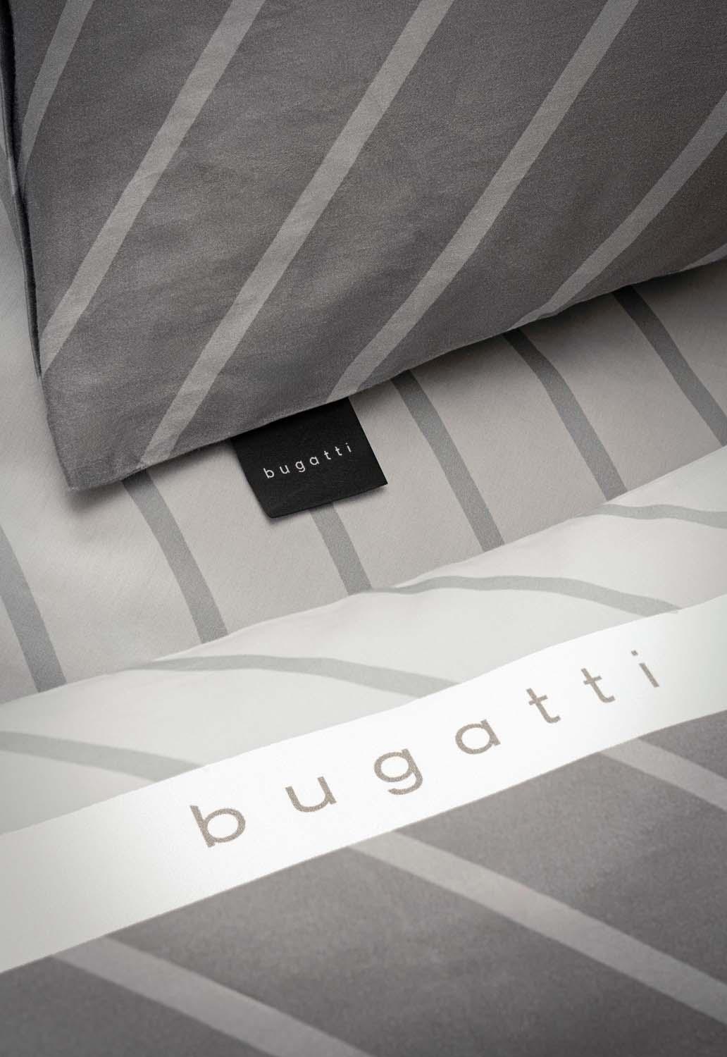 Produktbild bugatti Satin Bettwäsche Streifen grau 70x90cm, 140x200cm 2 von 5