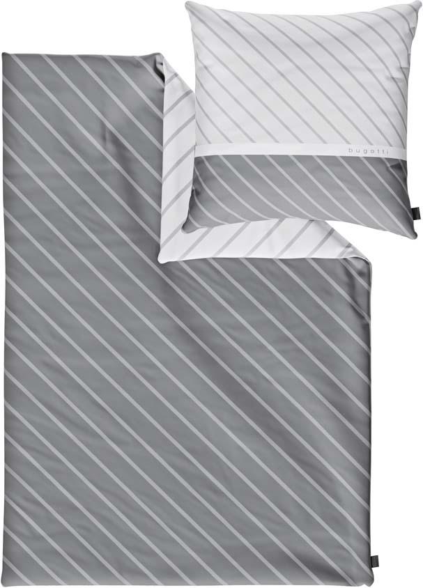 bugatti Satin Bettwäsche Streifen grau 70x90cm, 140x200cm