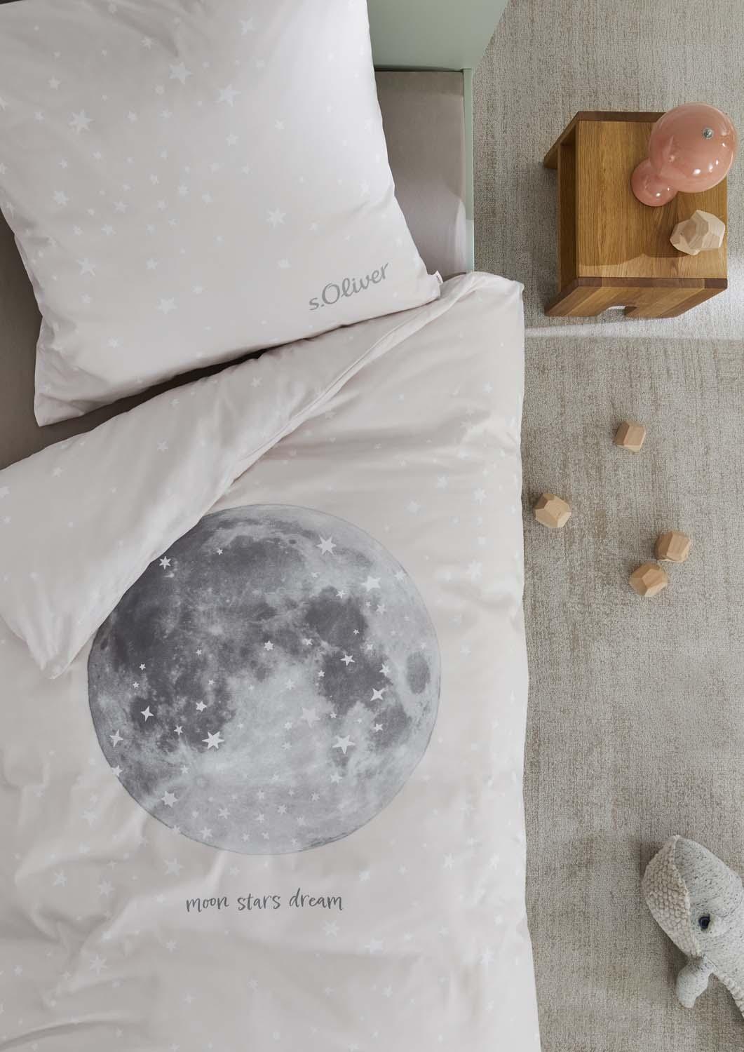 Produktbild s.Oliver Satin Kinderbettwäsche Mond 80x80cm, 135x200cm 3 von 5