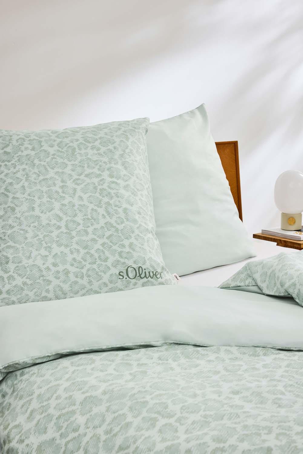 Produktbild s.Oliver Satin Bettwäsche Leo olive 70x90cm, 140x200cm 4 von 6