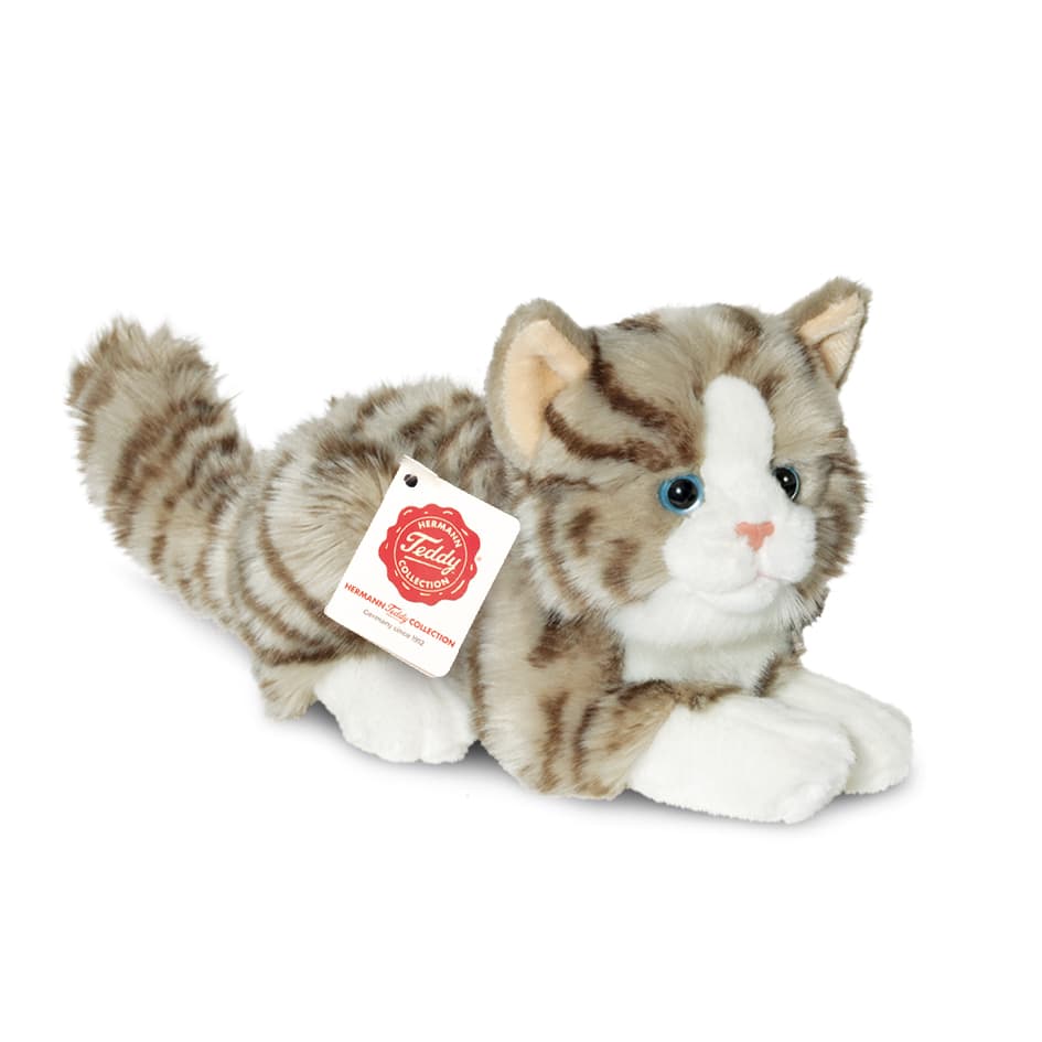 Teddy-Hermann - Katze liegend grau, 20 cm