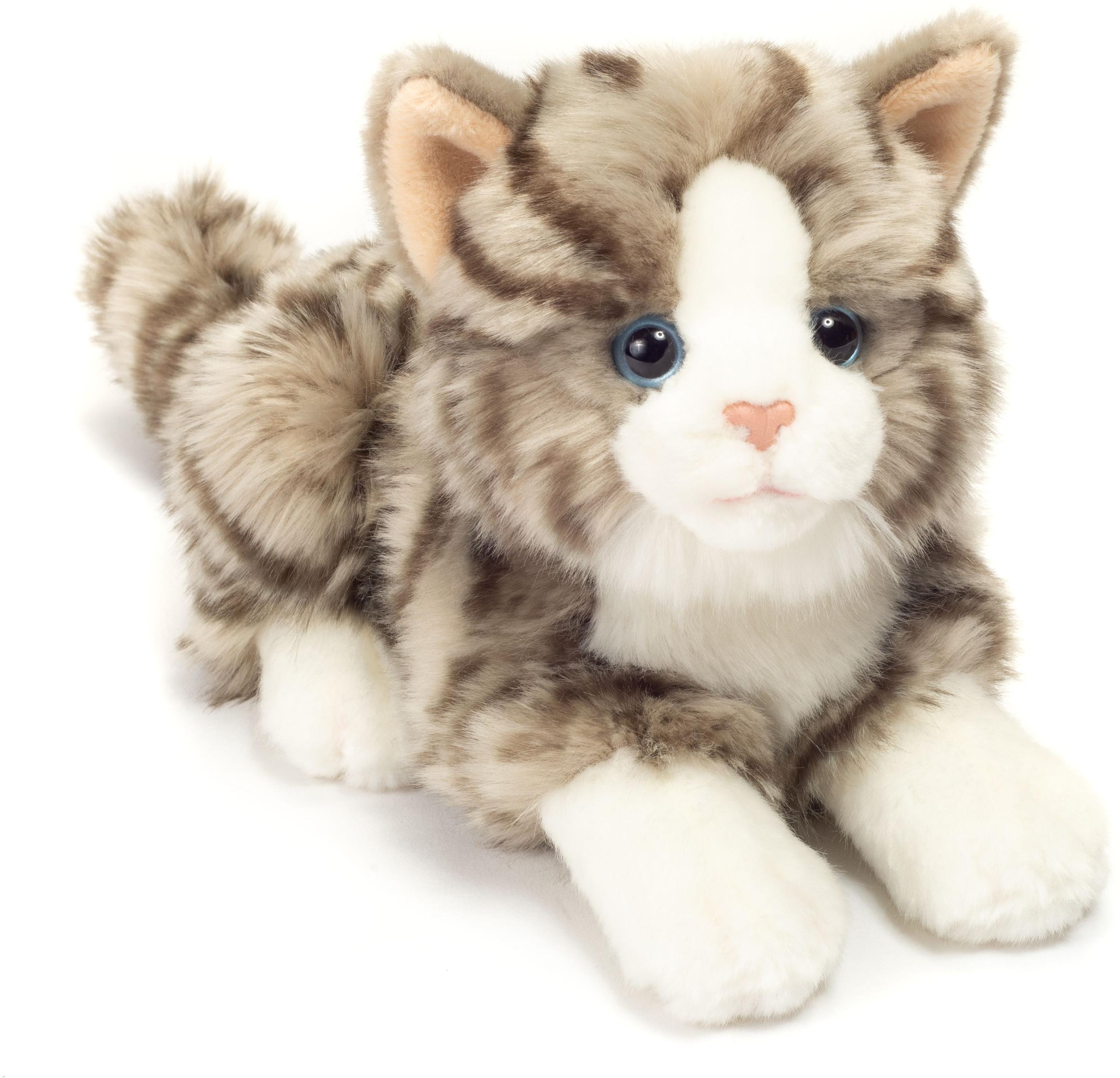 Teddy-Hermann - Katze liegend grau, 20 cm