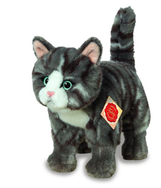Teddy-Hermann - Katze stehend grau getigert 20 cm