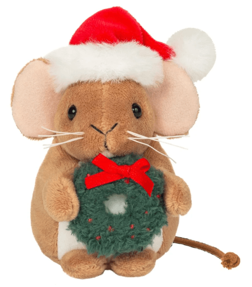 Teddy-Hermann - Weihnachtsmaus mit Kranz 11 cm