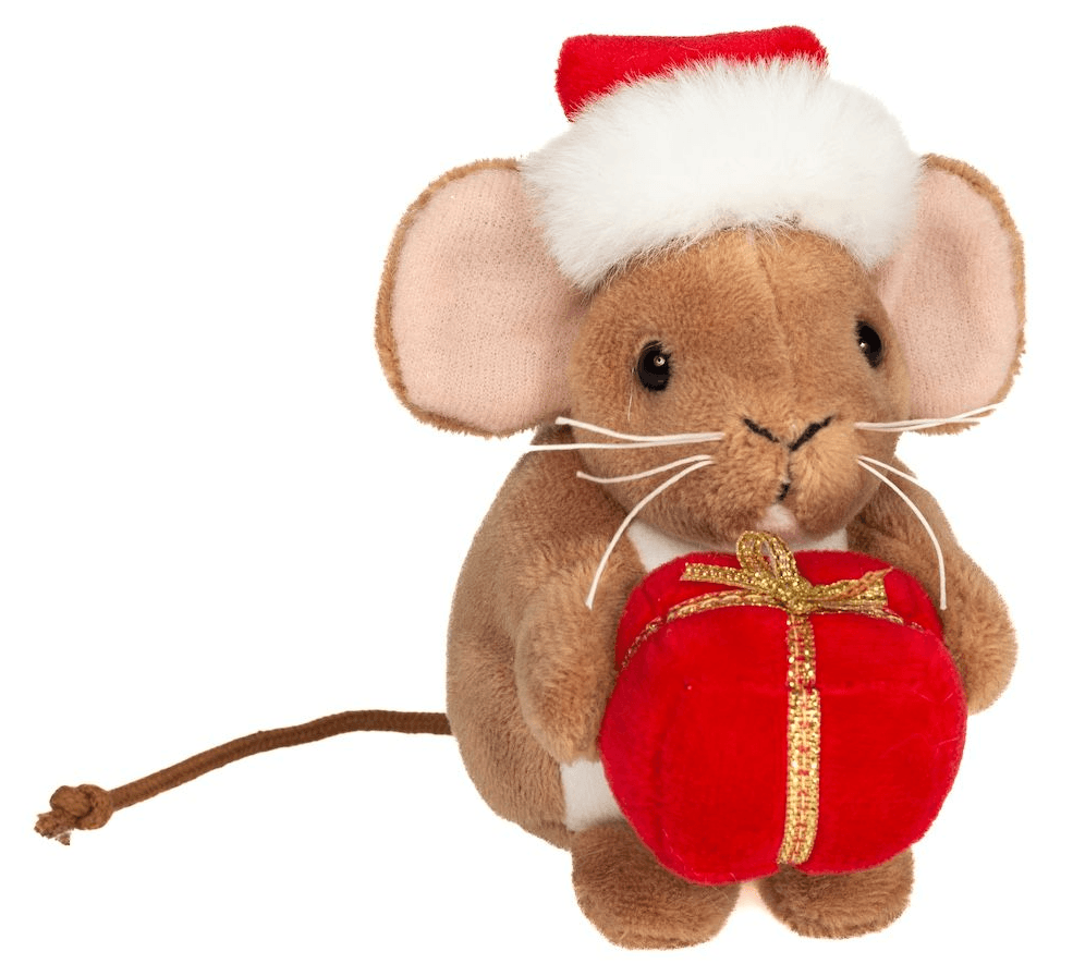 Teddy-Hermann - Weihnachtsmaus mit Geschenk 11 cm