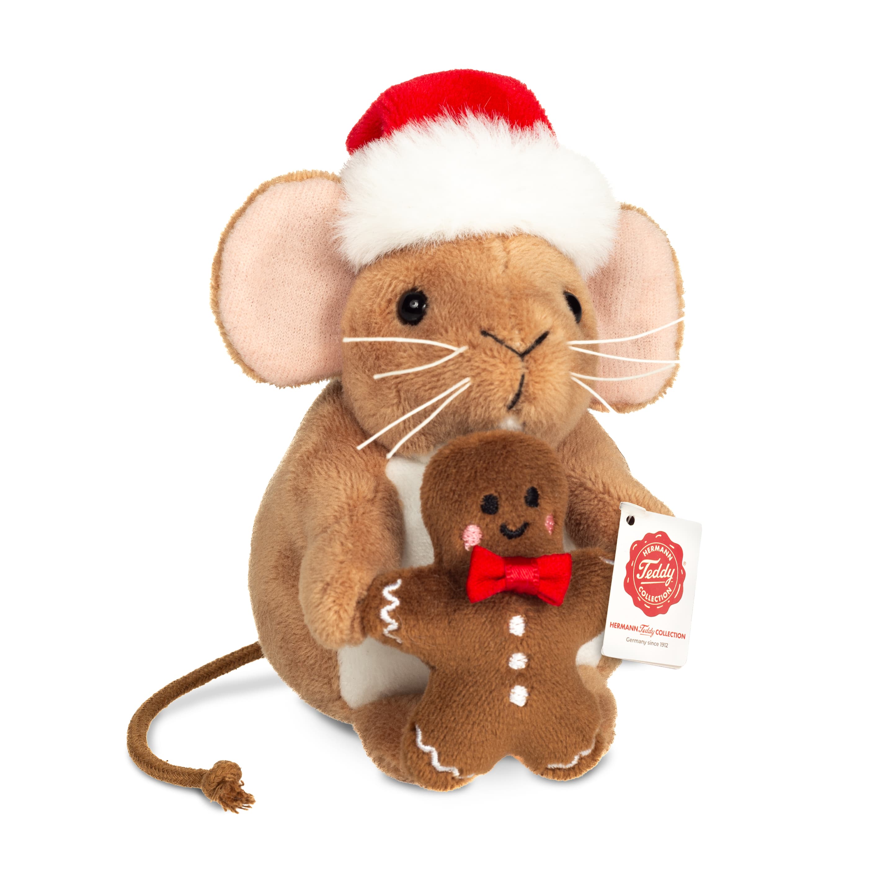 Teddy-Hermann - Weihnachtsmaus mit Lebkuchenmann 11 cm