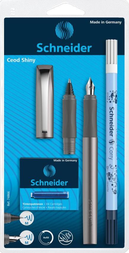 Schneider Füllhalter+Rollerball-Set CEOD Shiny Grau
