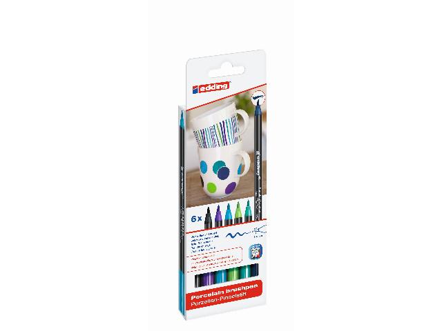 edding Porzellan-Pinselstift 4200 6er-Set cool colour