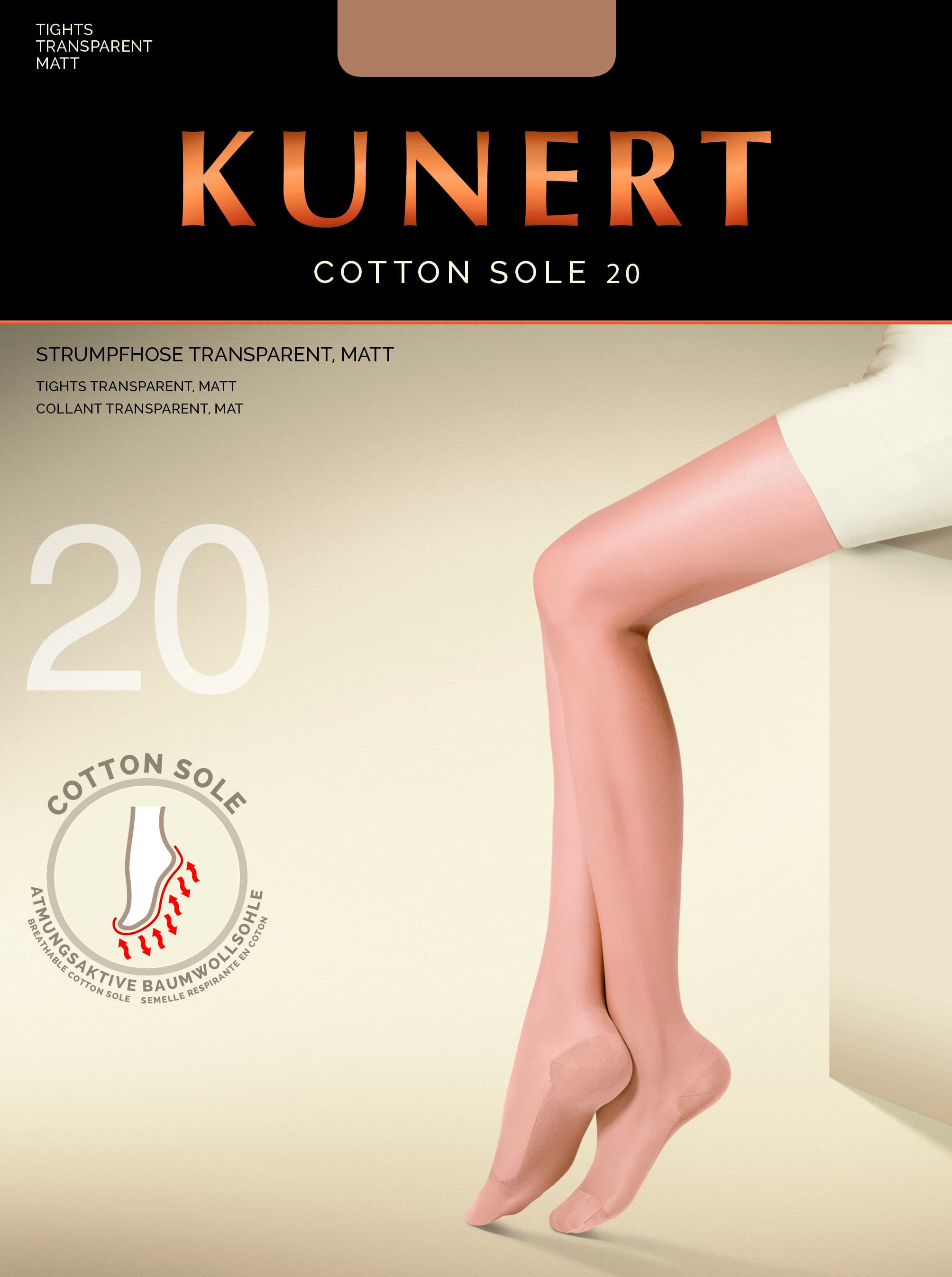 Produktbild KUNERT Damen Feinstrumpfhose mit Baumwollsohle COTTON SOLE 20 DEN 2 von 3
