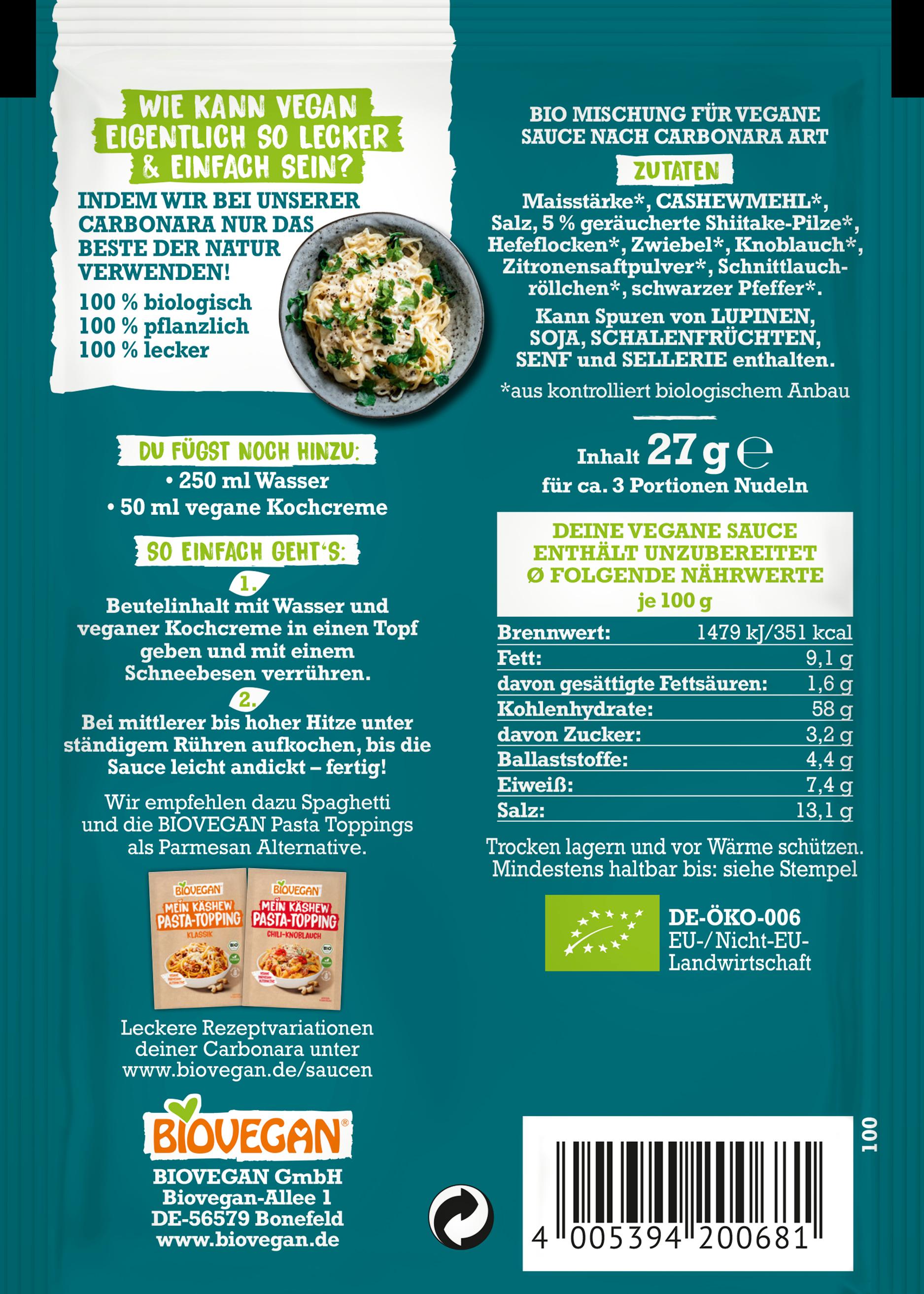 Produktbild BIOVEGAN Bio Meine vegane Carbonara 2 von 2