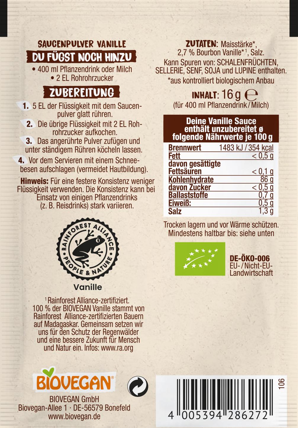Produktbild BIOVEGAN Bio Meine Bourbon-Vanille Sauce 2 von 2