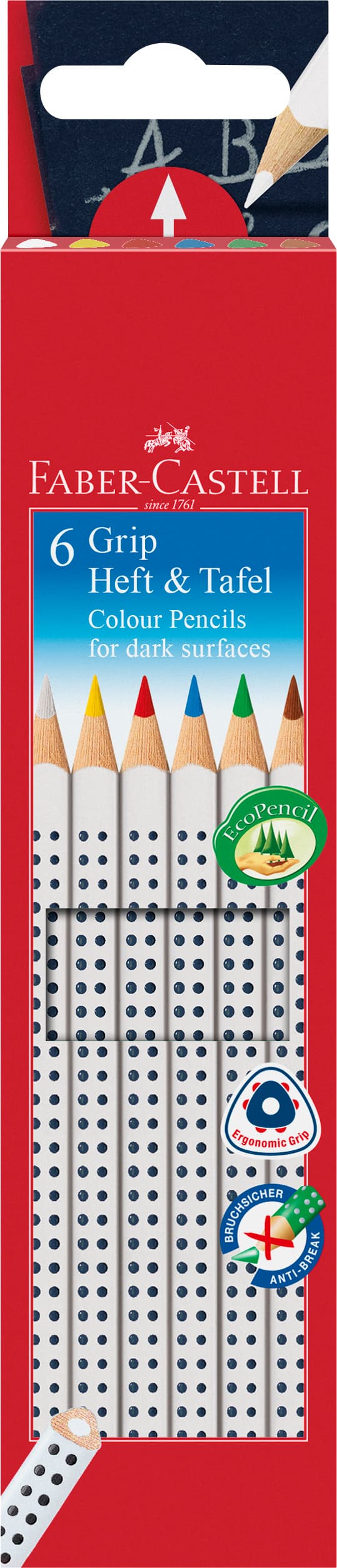 FABER-CASTELL Buntstifte Grip Heft + Tafel 6er-Pack