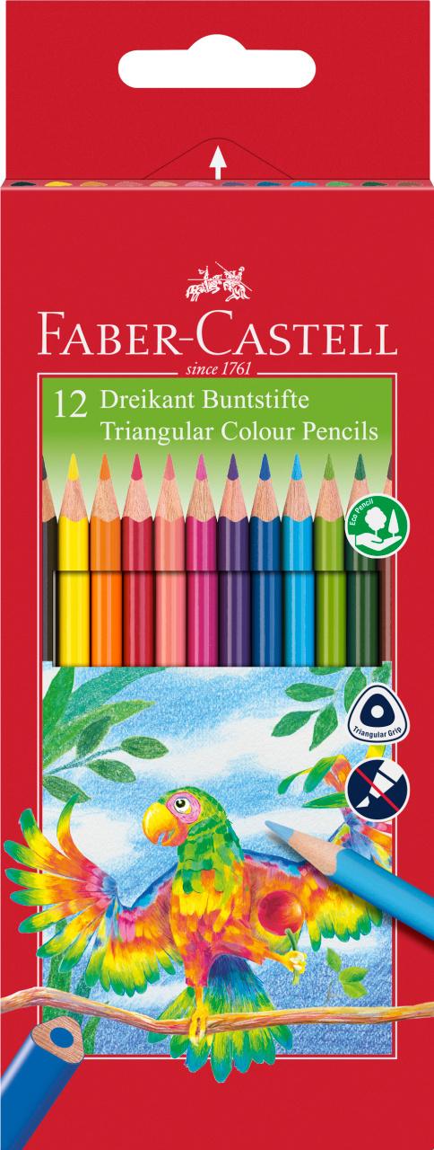 FABER-CASTELL Farbstift dreikantt im 12er-Kartonetui