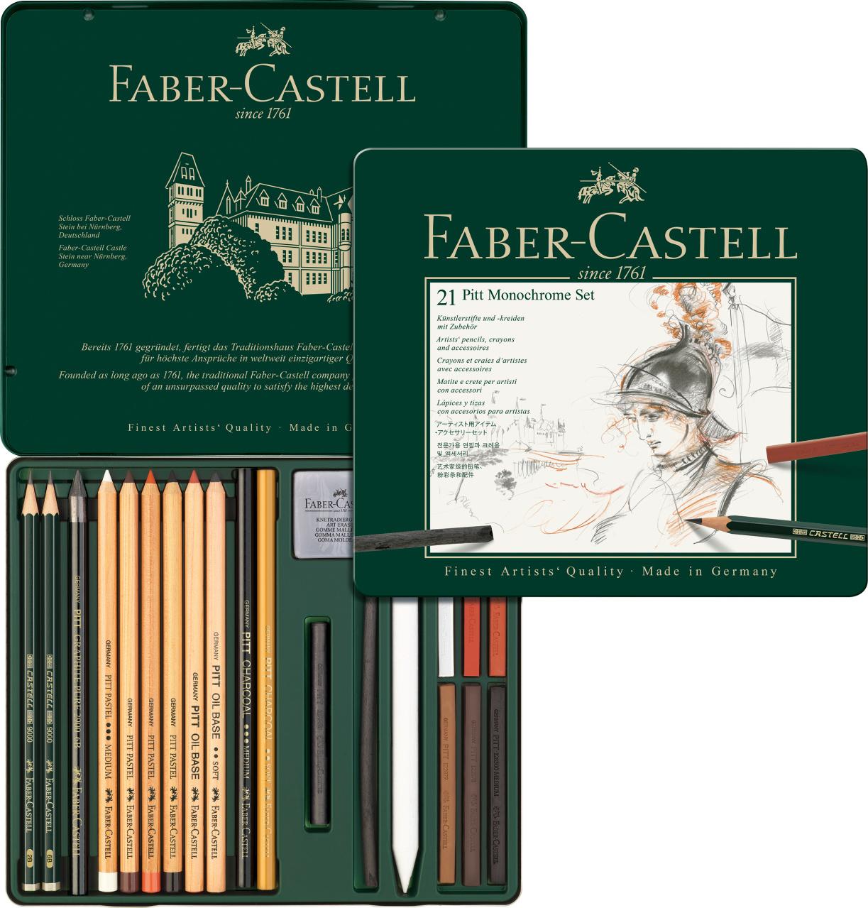 Produktbild FABER-CASTELL Set Pitt Monochrome medium Metalletui 2 von 4